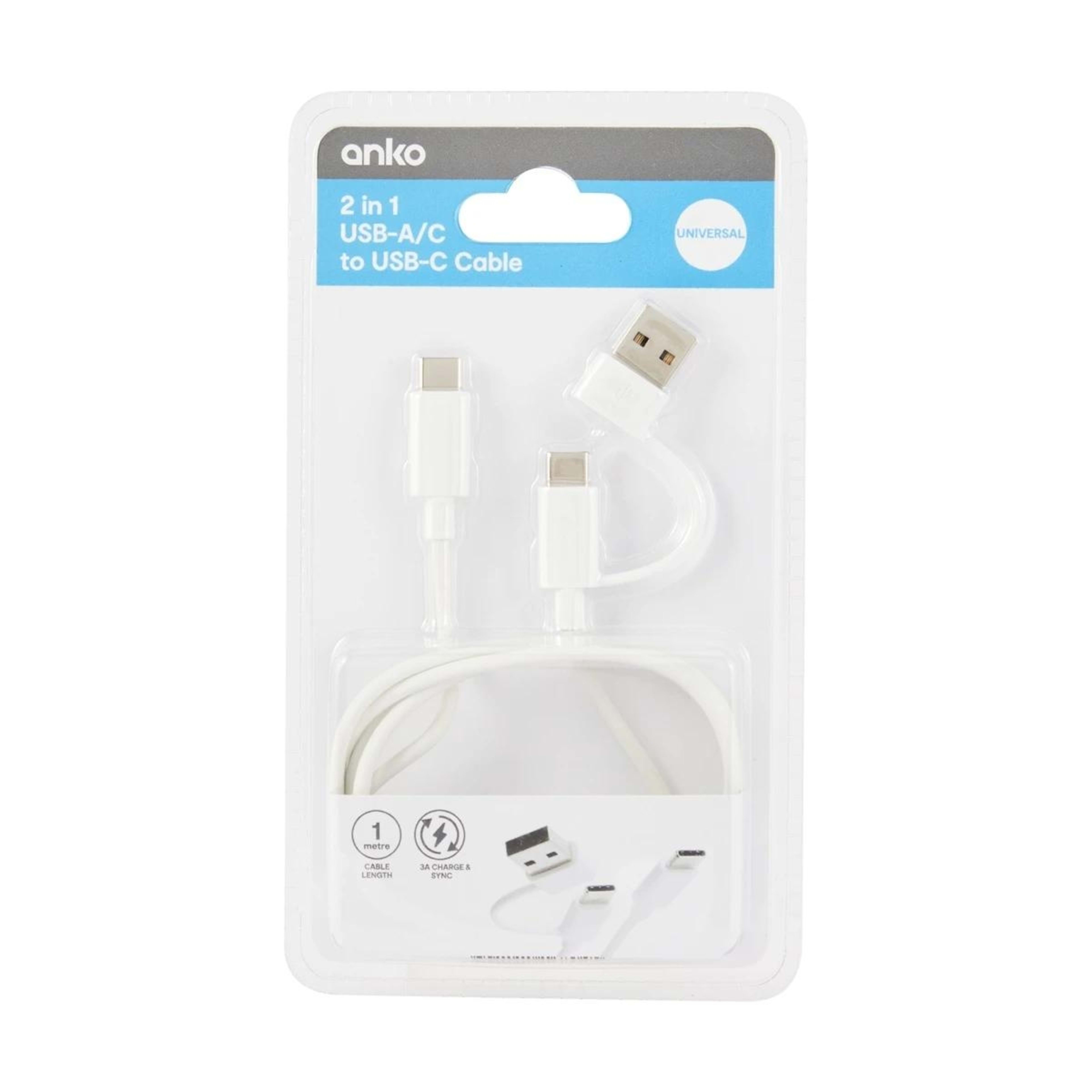 7 2-in-1 USB-A/C to USB-C Cable - White, 7 of 7