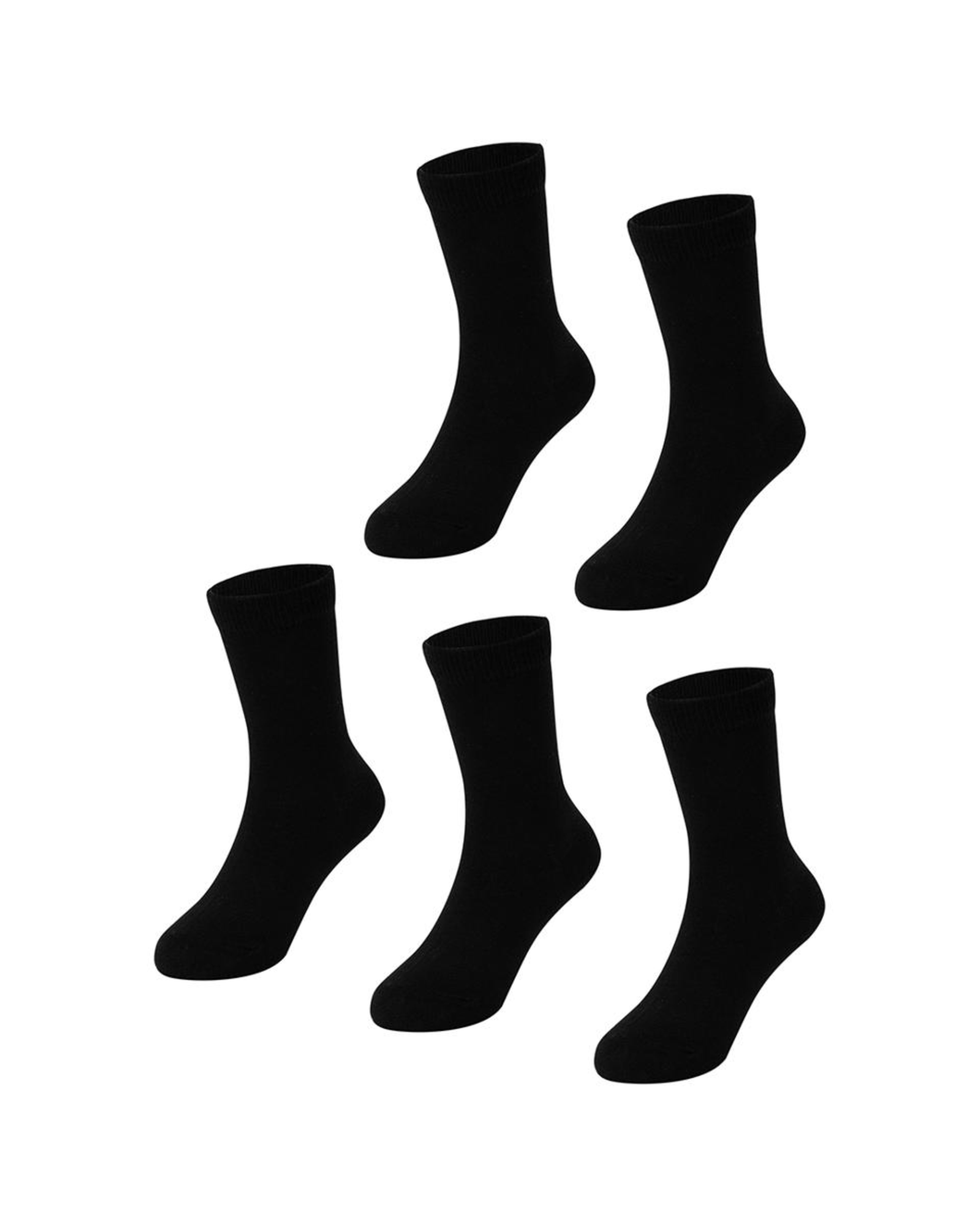 1 5 Pack School Crew Socks BLACK