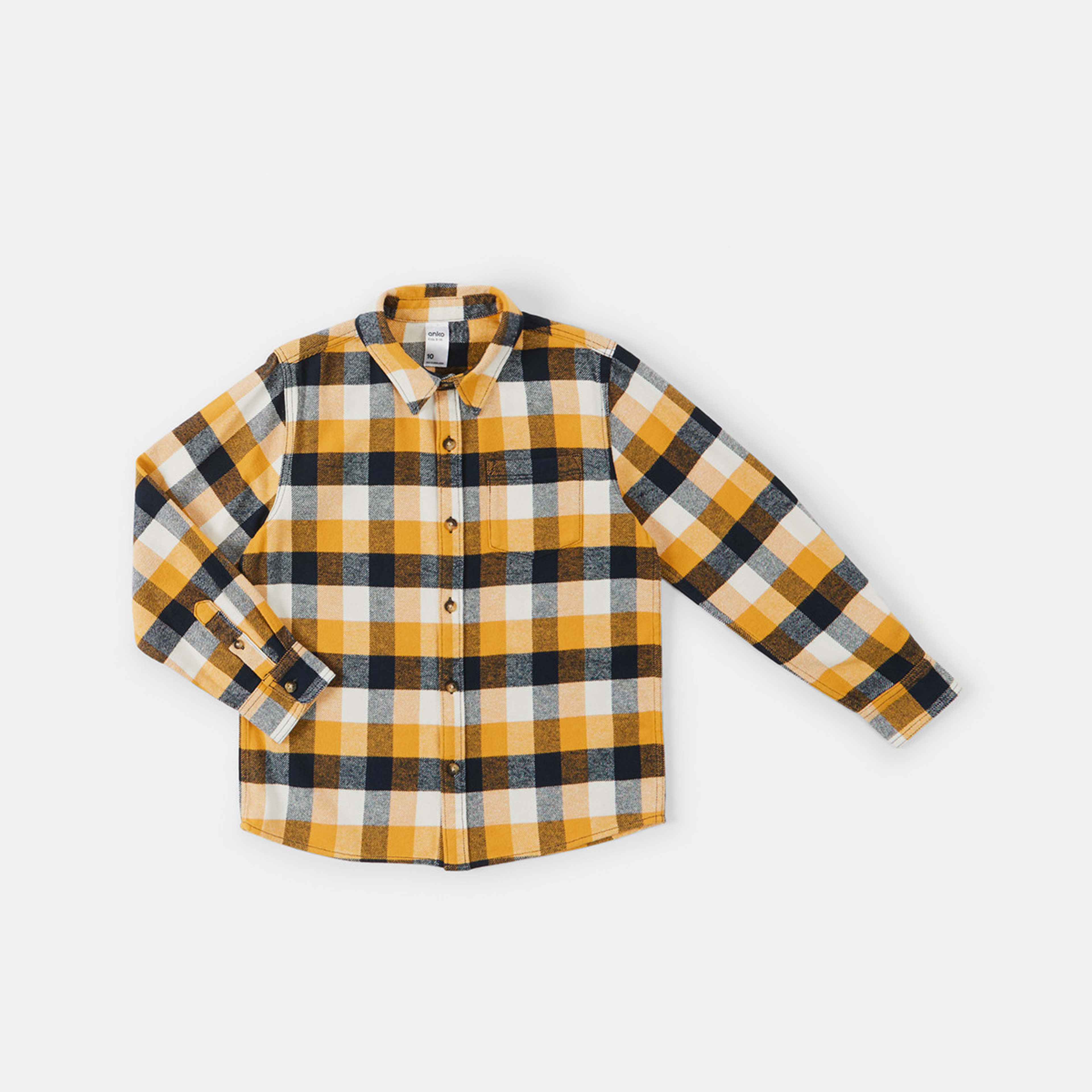 9 Long Sleeve Flannel Shirt Beige Chck, 9 of 10