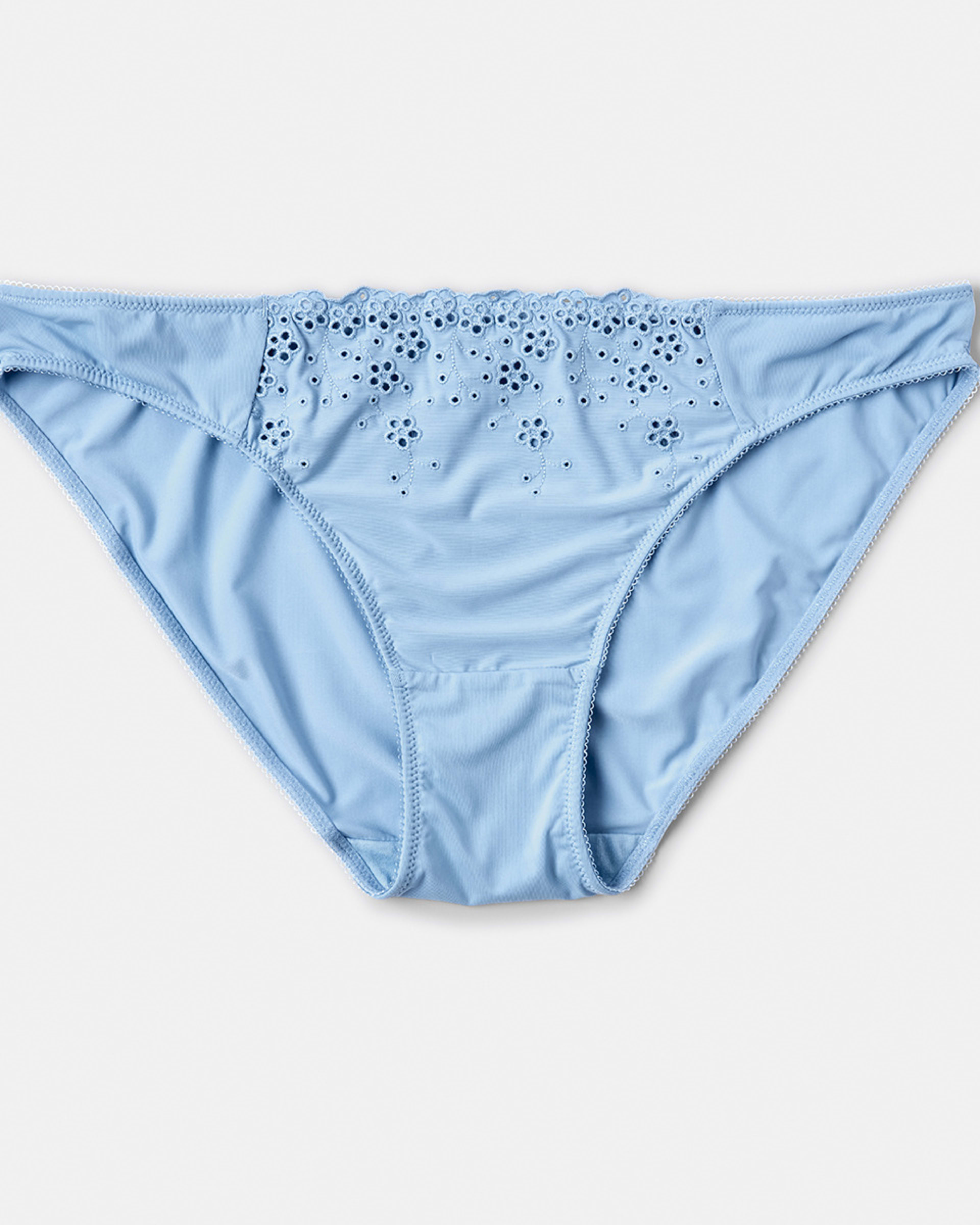 6 Co-ordinated Broderie Bikini Briefs Fthr Blue, 6 of 7