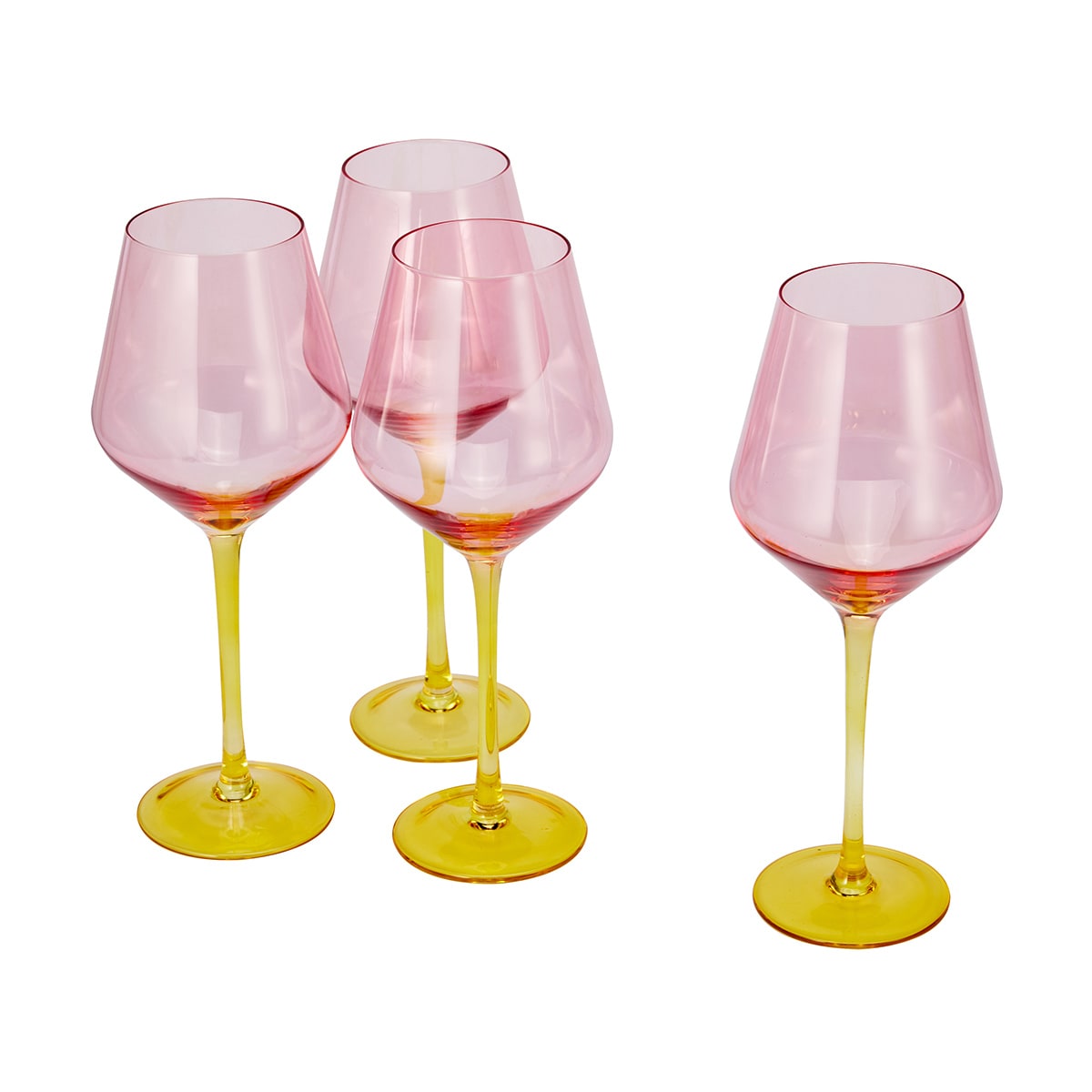 4 Two Tone Pink and Yellow Wine Glasses Kmart