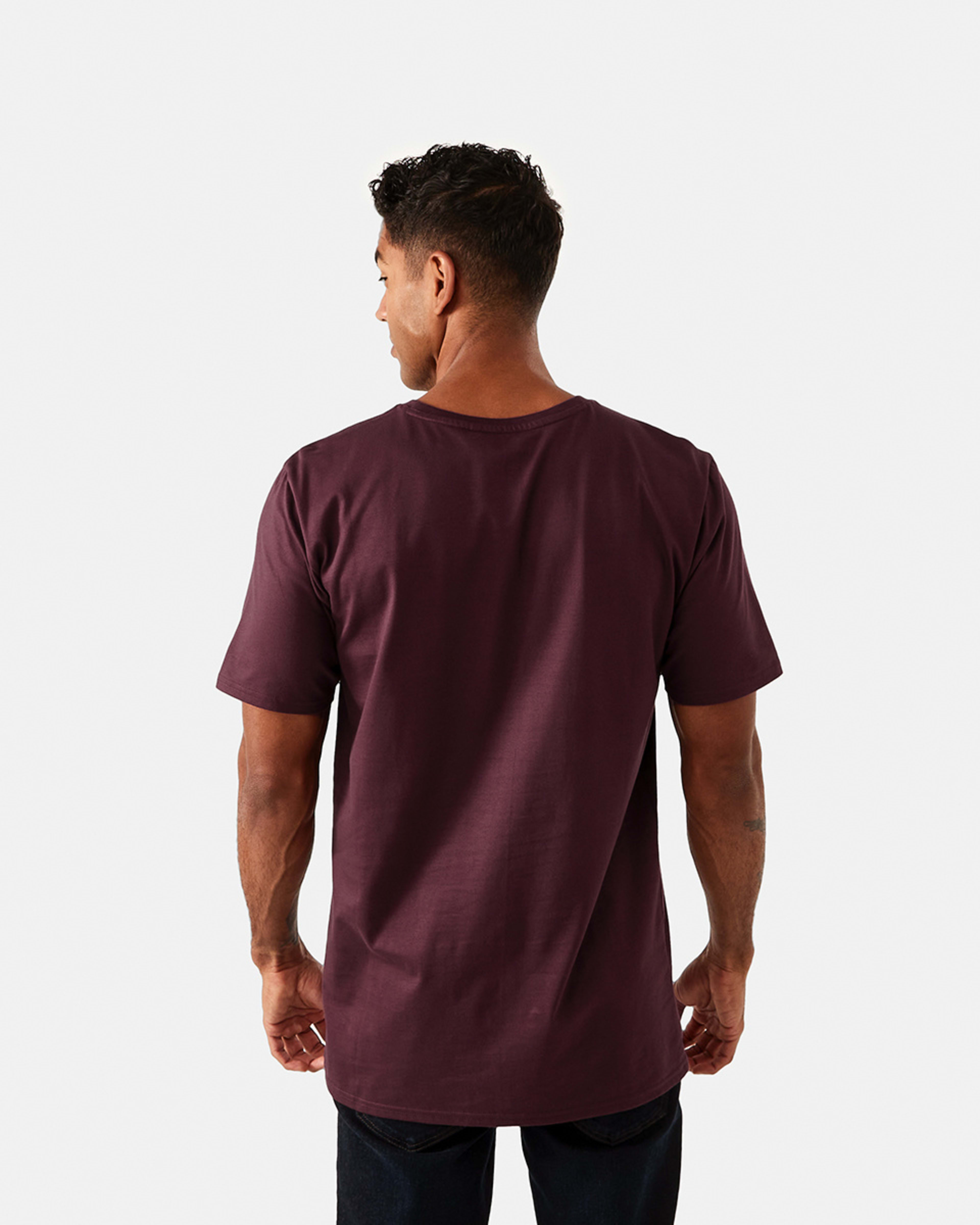 3 Australian Grown Cotton Crew Neck T-shirt Vnyrd Wine, 3 of 6
