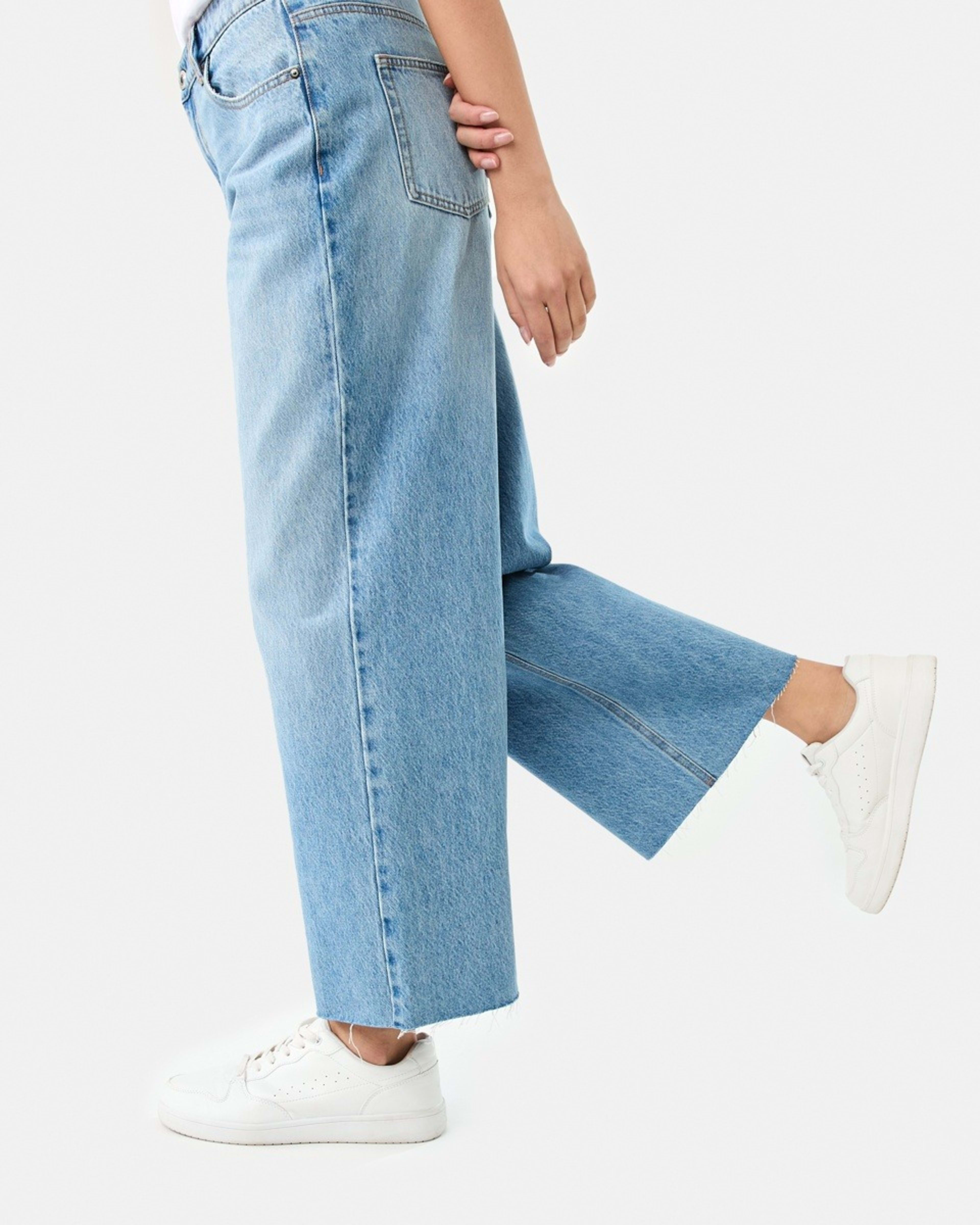 9 Wide Leg Raw Hem Jeans MID WASH, 9 of 9