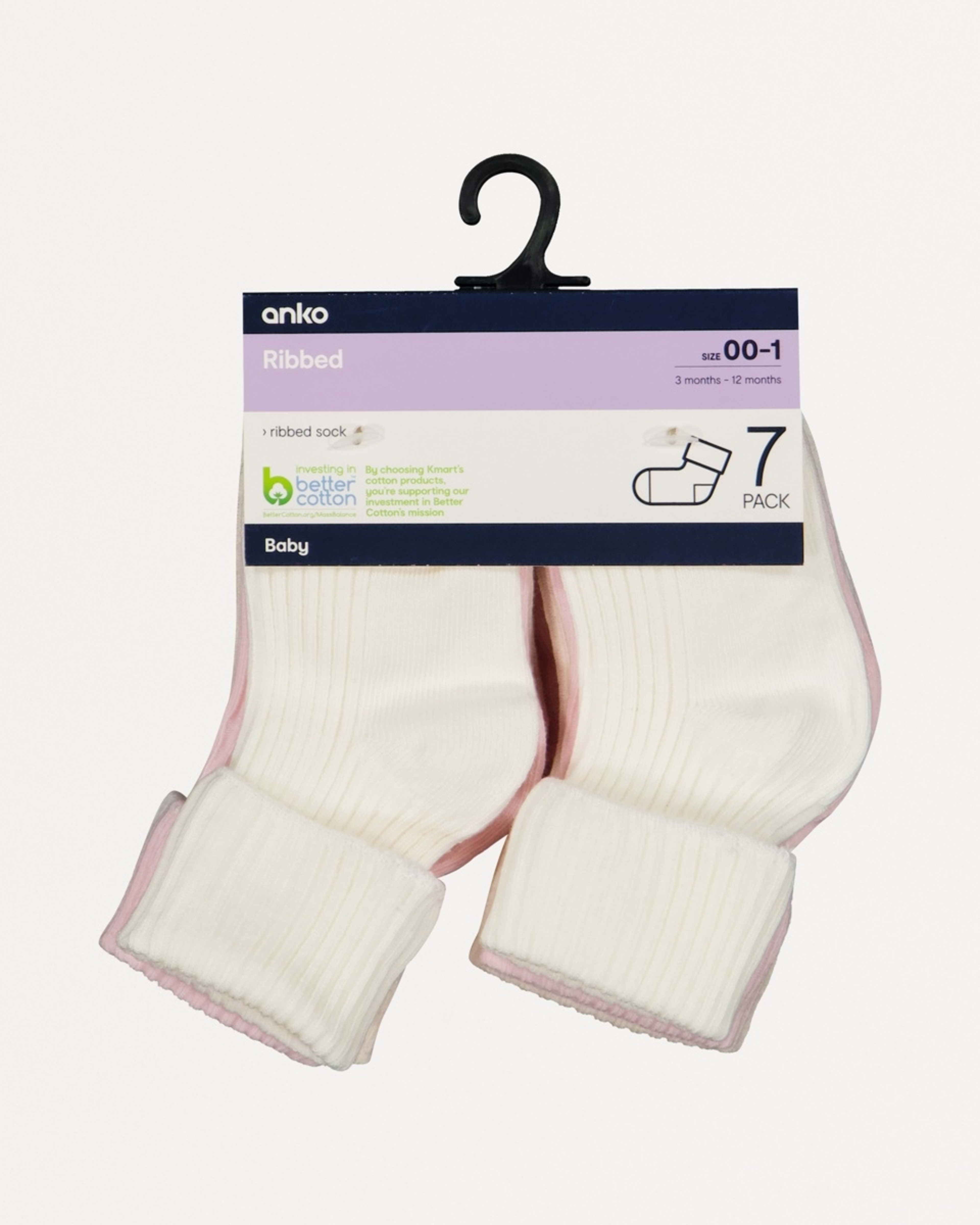 2 7 Pack Ribbed Socks Pink Neutral Pack, 2 of 2