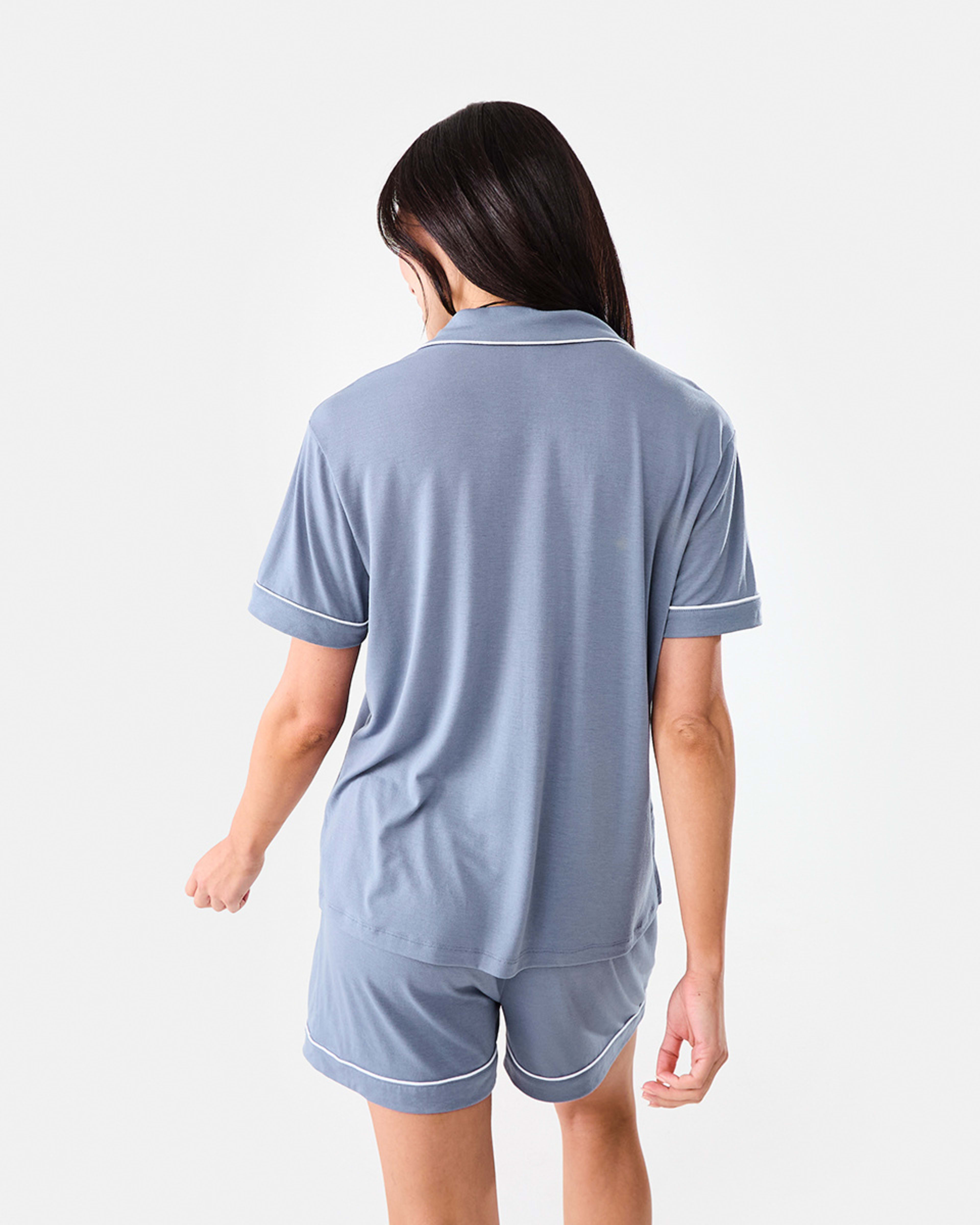 3 Short Sleeve Top and Shorts Comfort Pyjama Set Steel Grey, 3 of 8