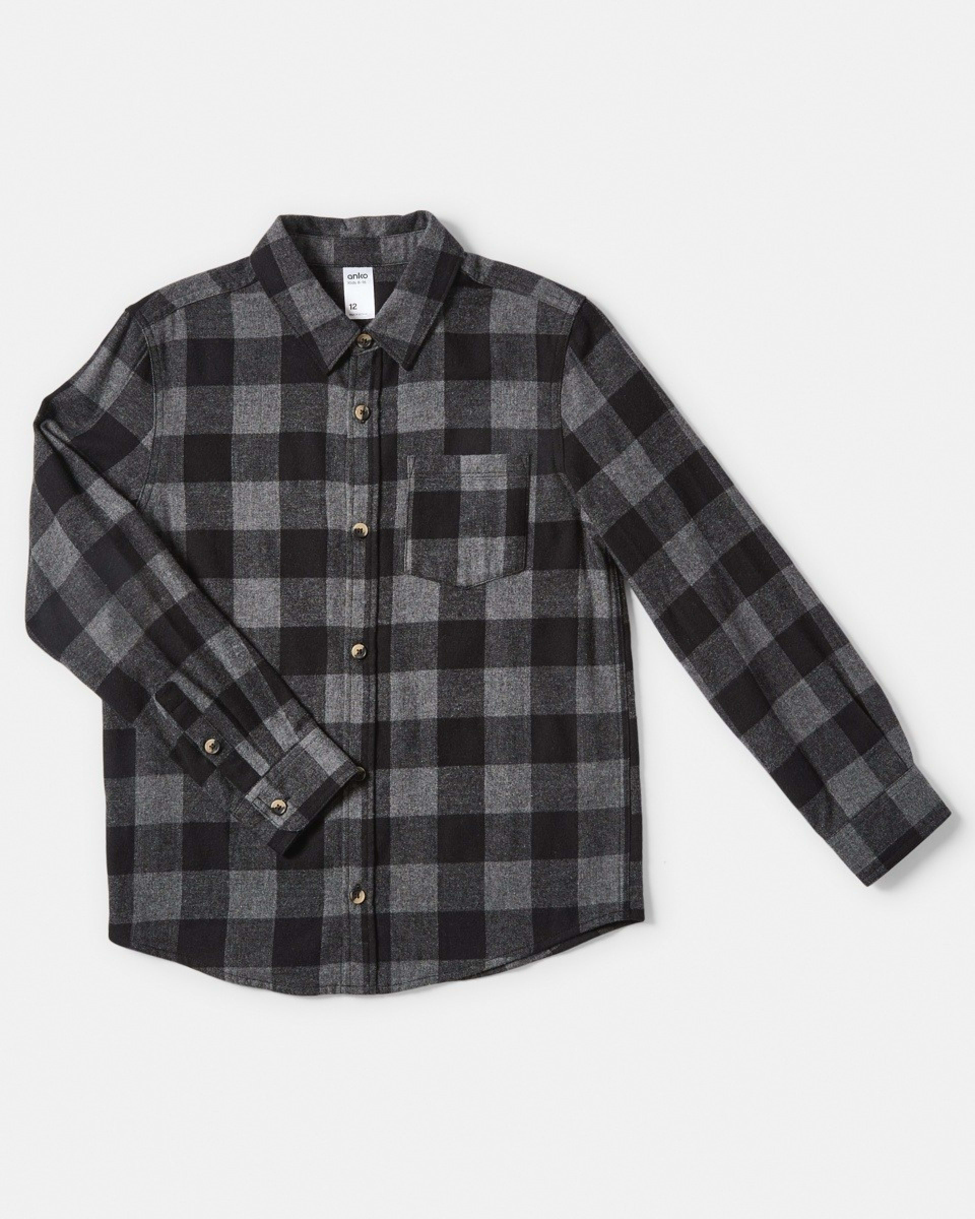 8 Long Sleeve Flannel Shirt Char Check, 8 of 9