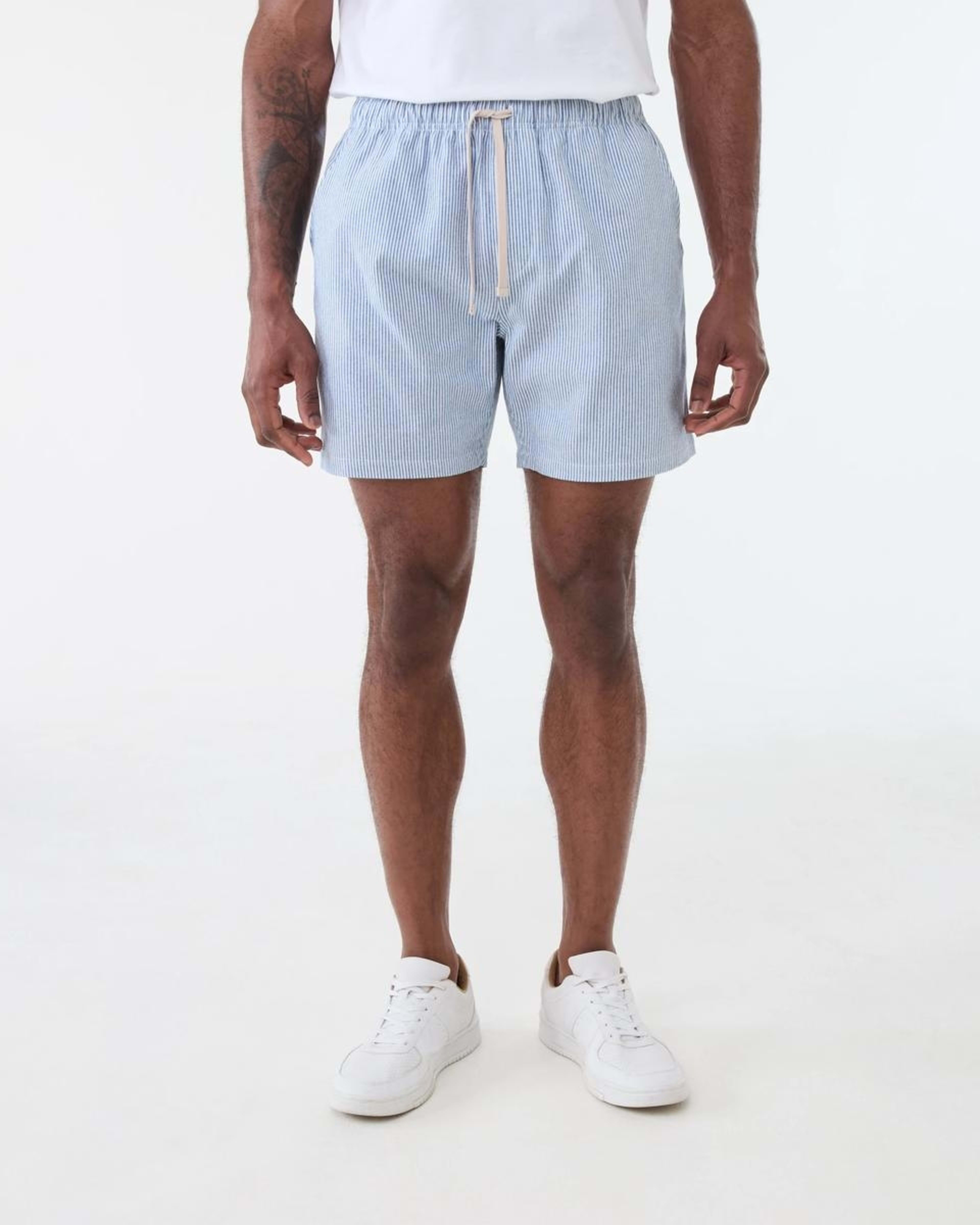 6 Textured Volley Shorts MICROSTRIPE FELICIA BLUE, 6 of 6