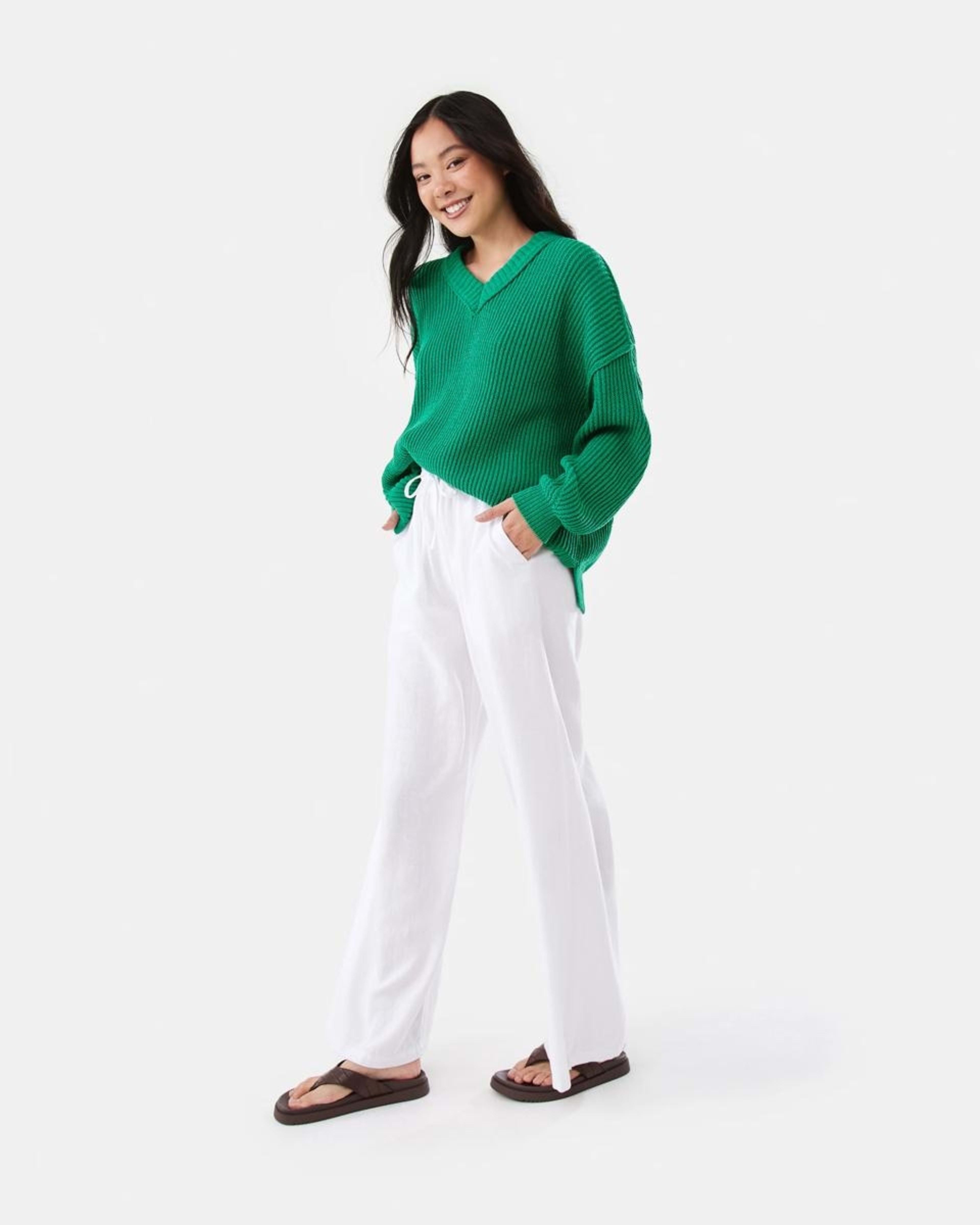 3 Chenille V-Neck Jumper SIMPLY GREEN, 3 of 9