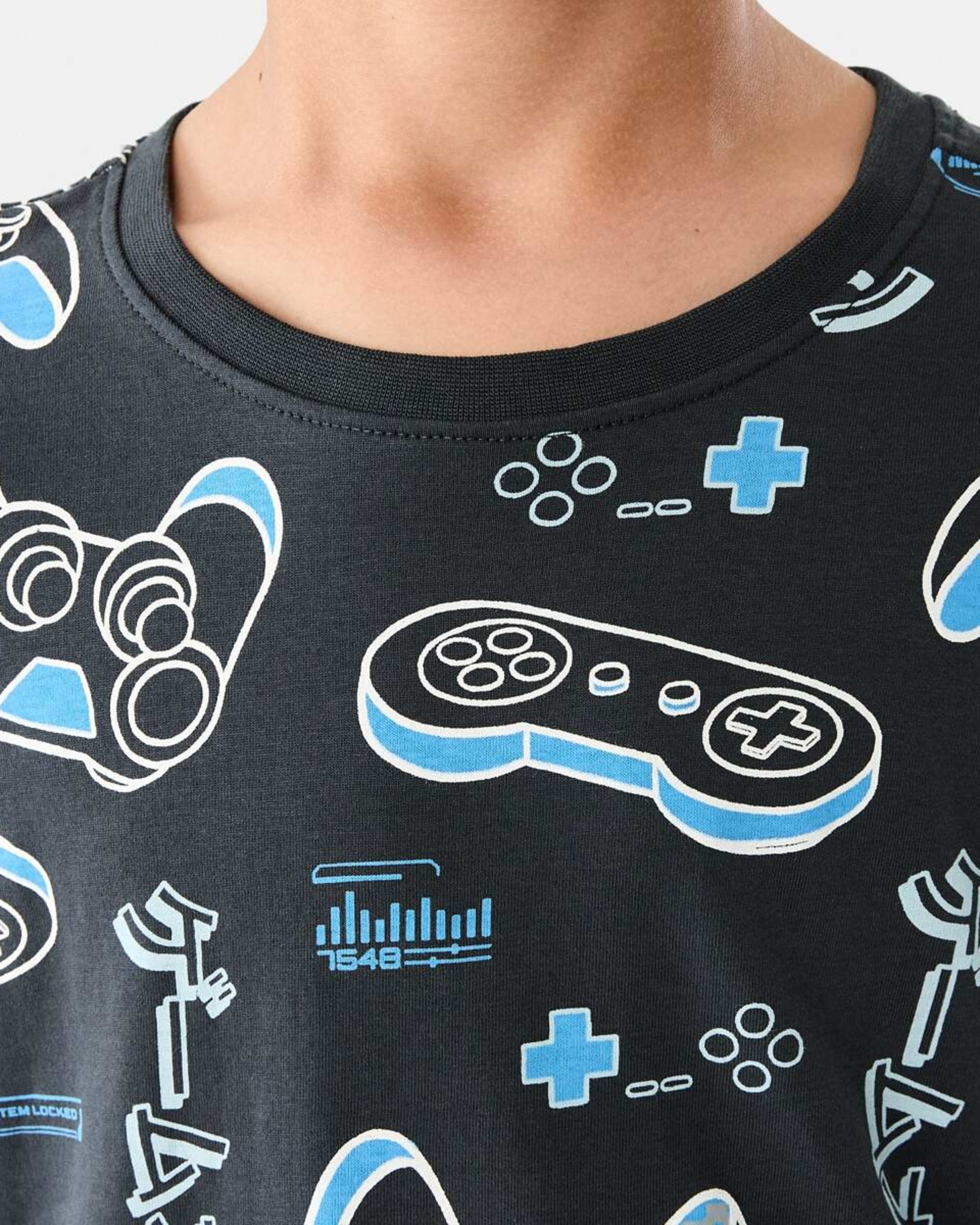 4 Short Sleeve Jersey Pyjama Set GREY GAMING, 4 of 10