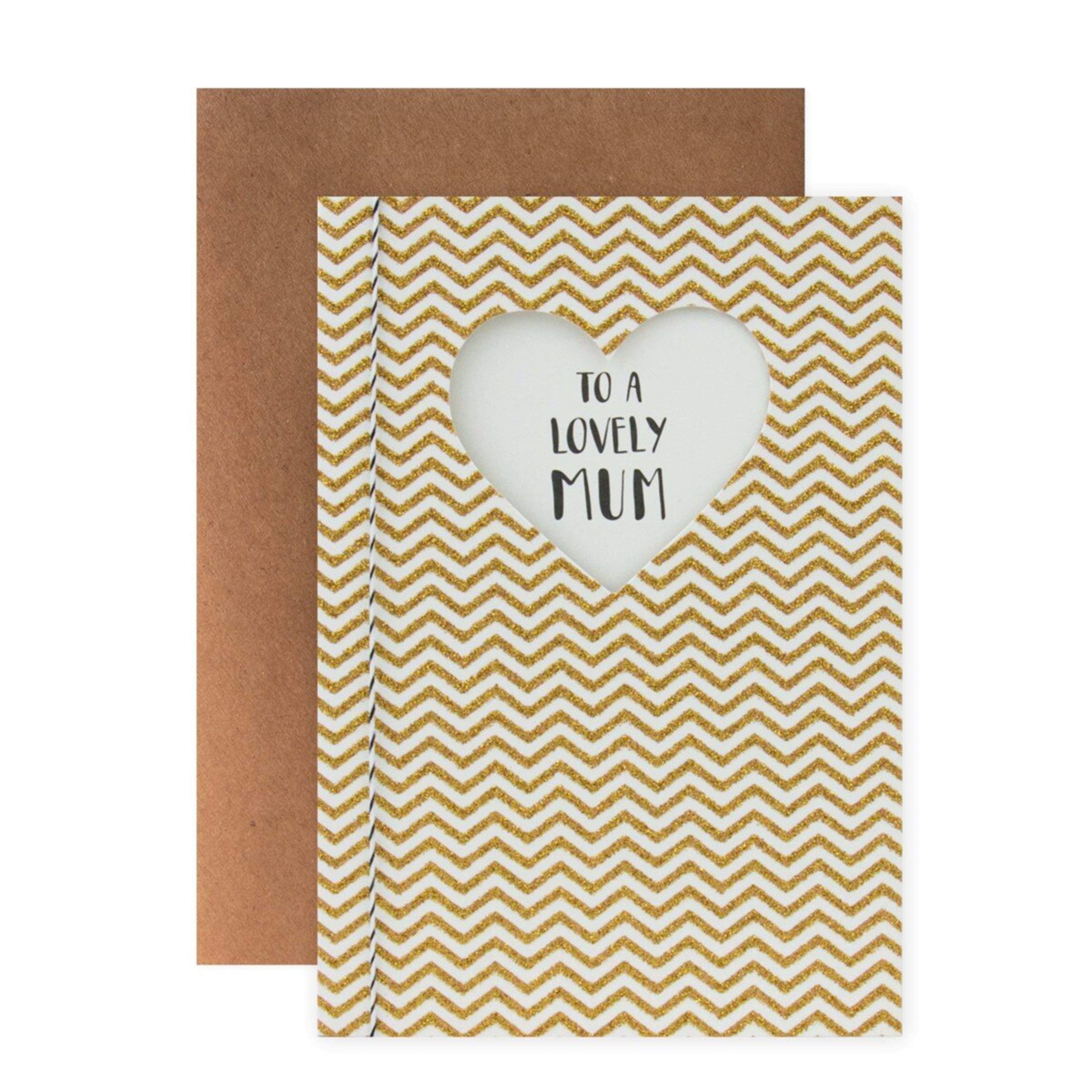 1 Connections from Hallmark Birthday Card for Mum - Gold Glitter Chevron