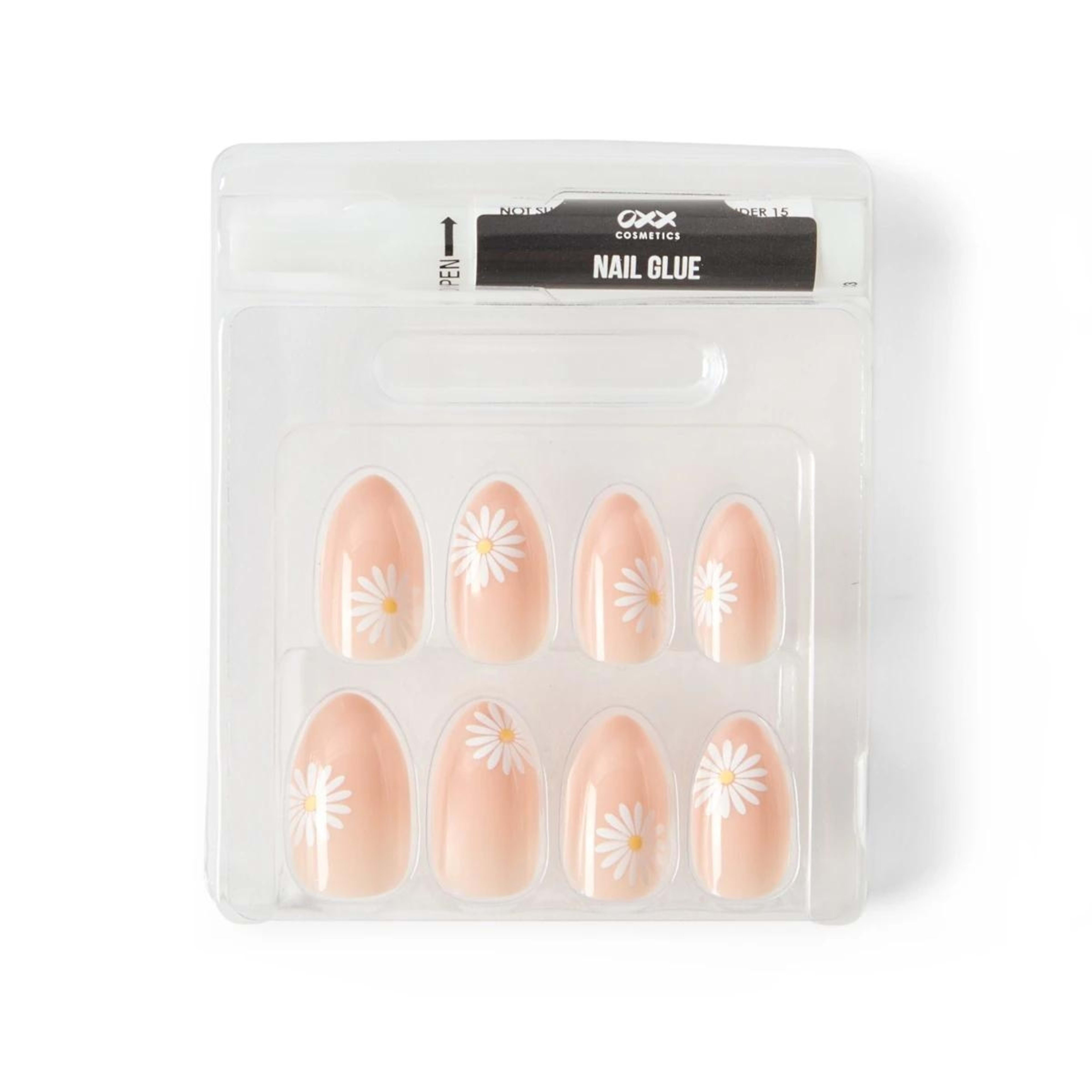 4 OXX Cosmetics 24 Pack Artificial Nails with Adhesive - Almond Shape, Daisy, 4 of 5