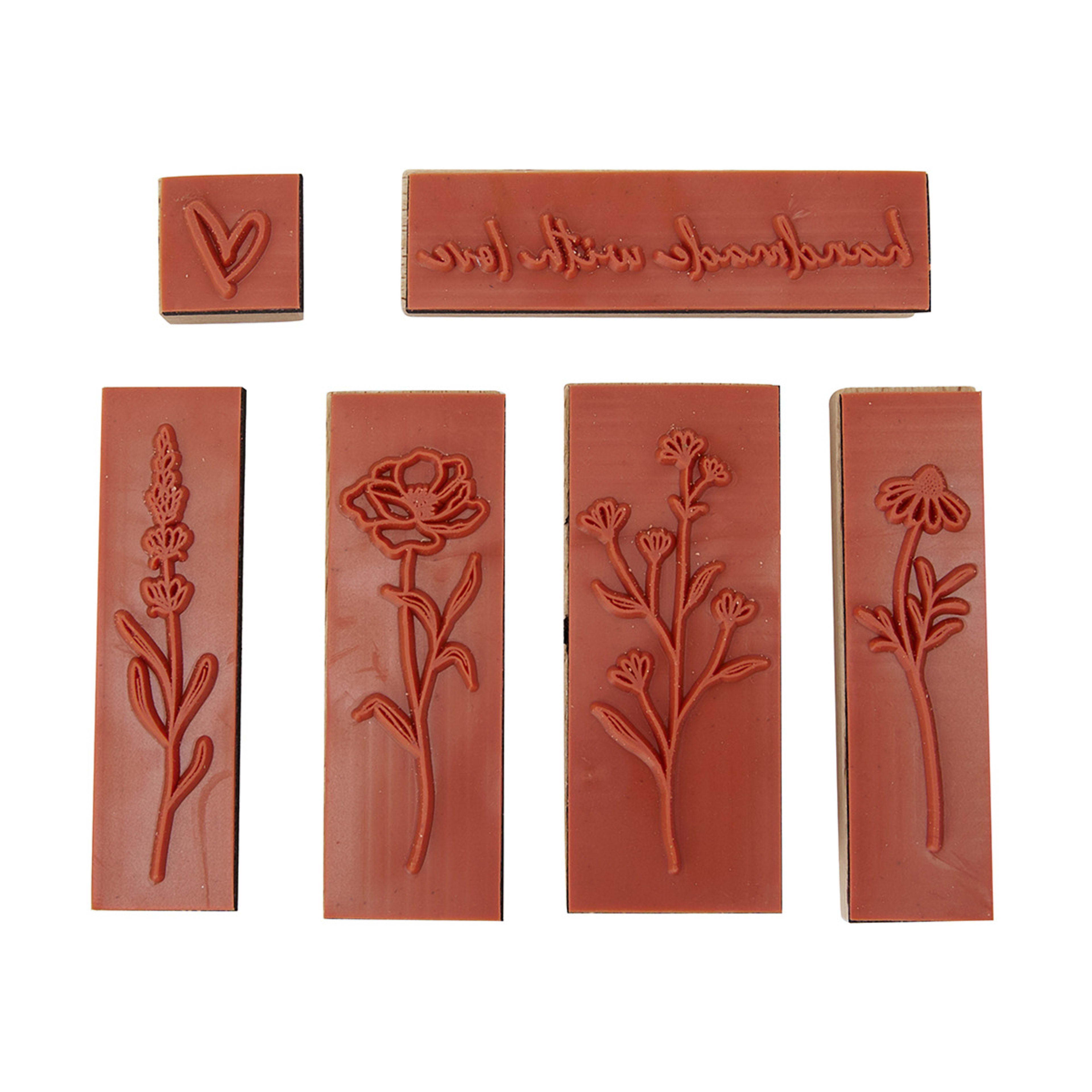 6 Pack Wooden Stamp Set Flowers Kmart