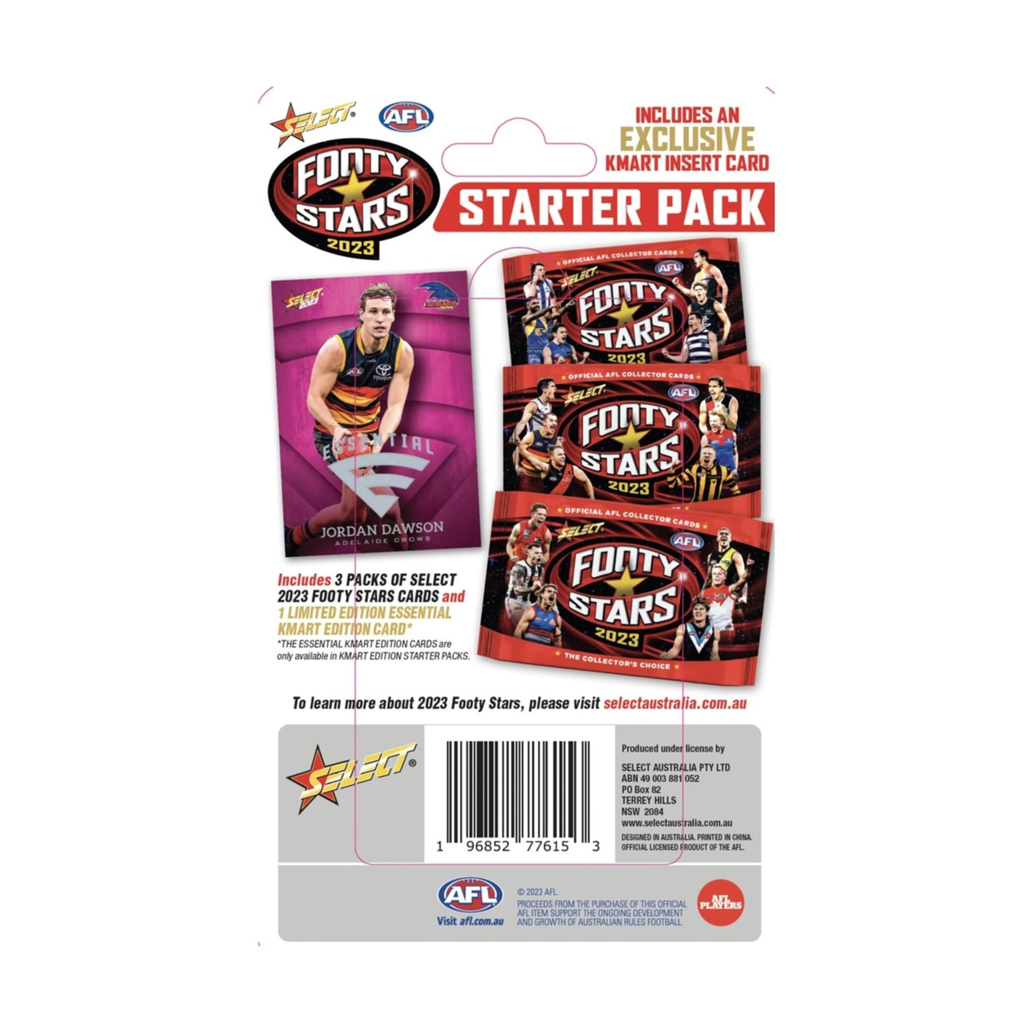 Official Select AFL Footy Stars 2023 Collector Cards Starter Pack Kmart Edition Kmart