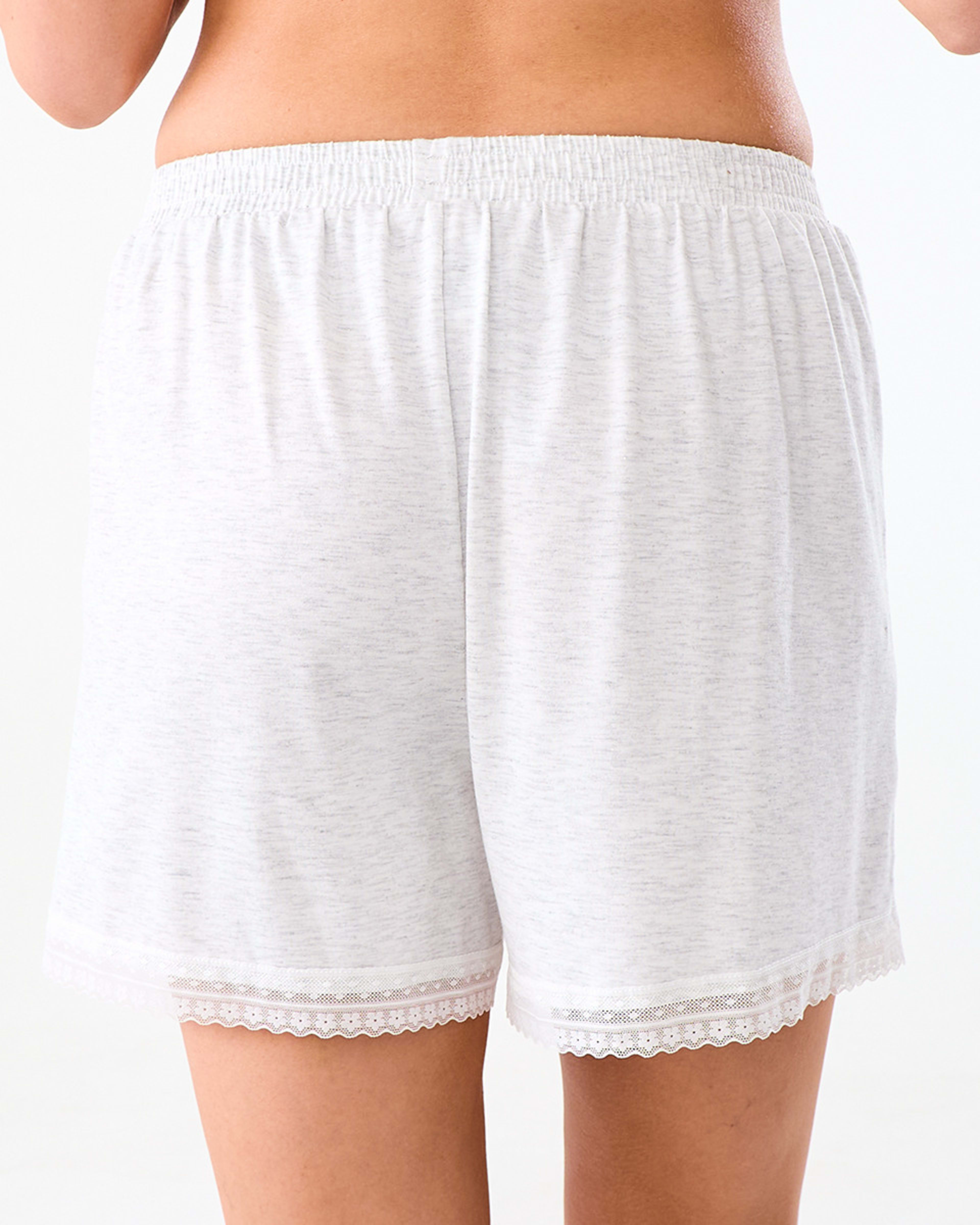 3 Lace Trim Comfort Shorts Wht Marle, 3 of 6