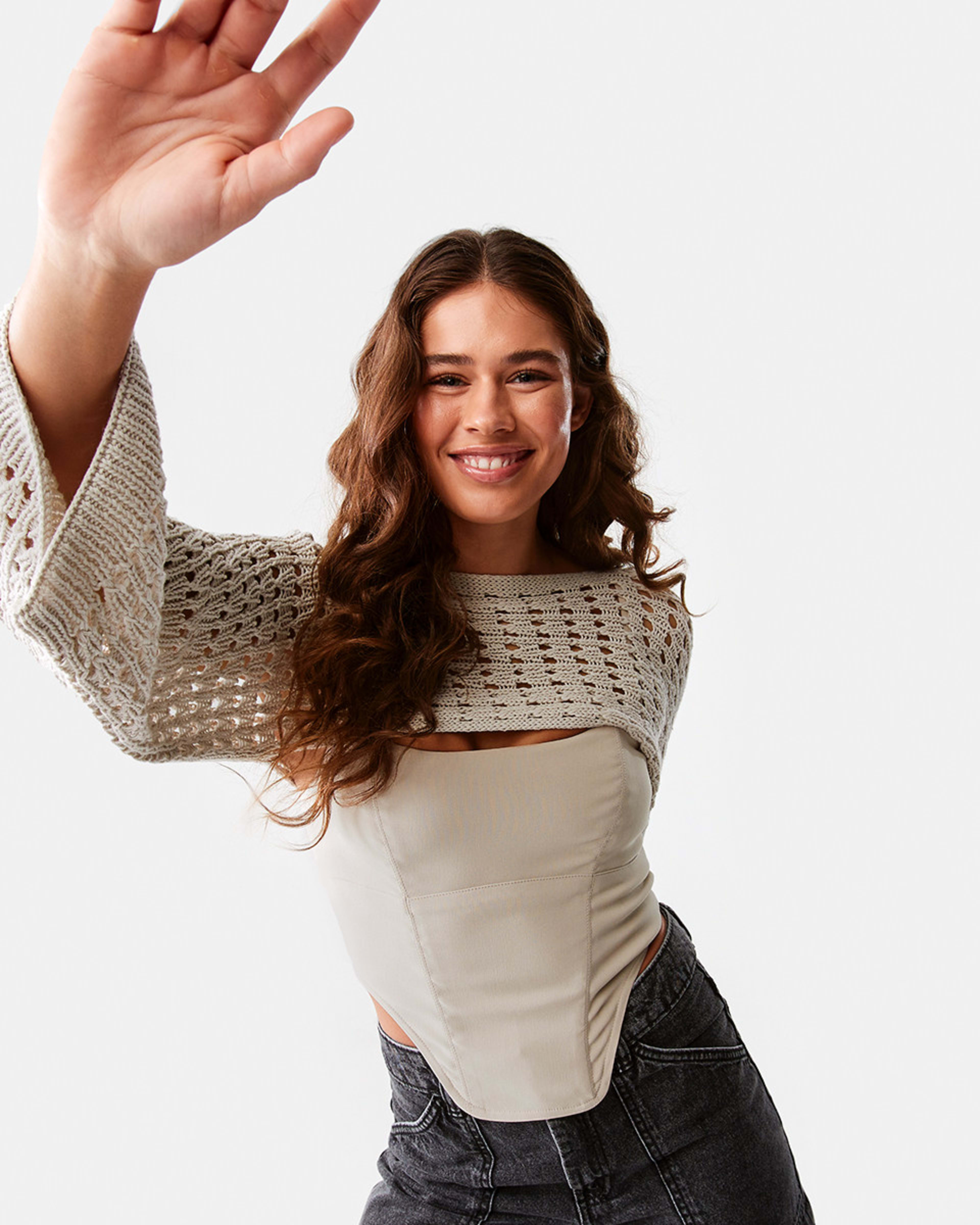 Long Sleeve Open Weave Shrug Kmart