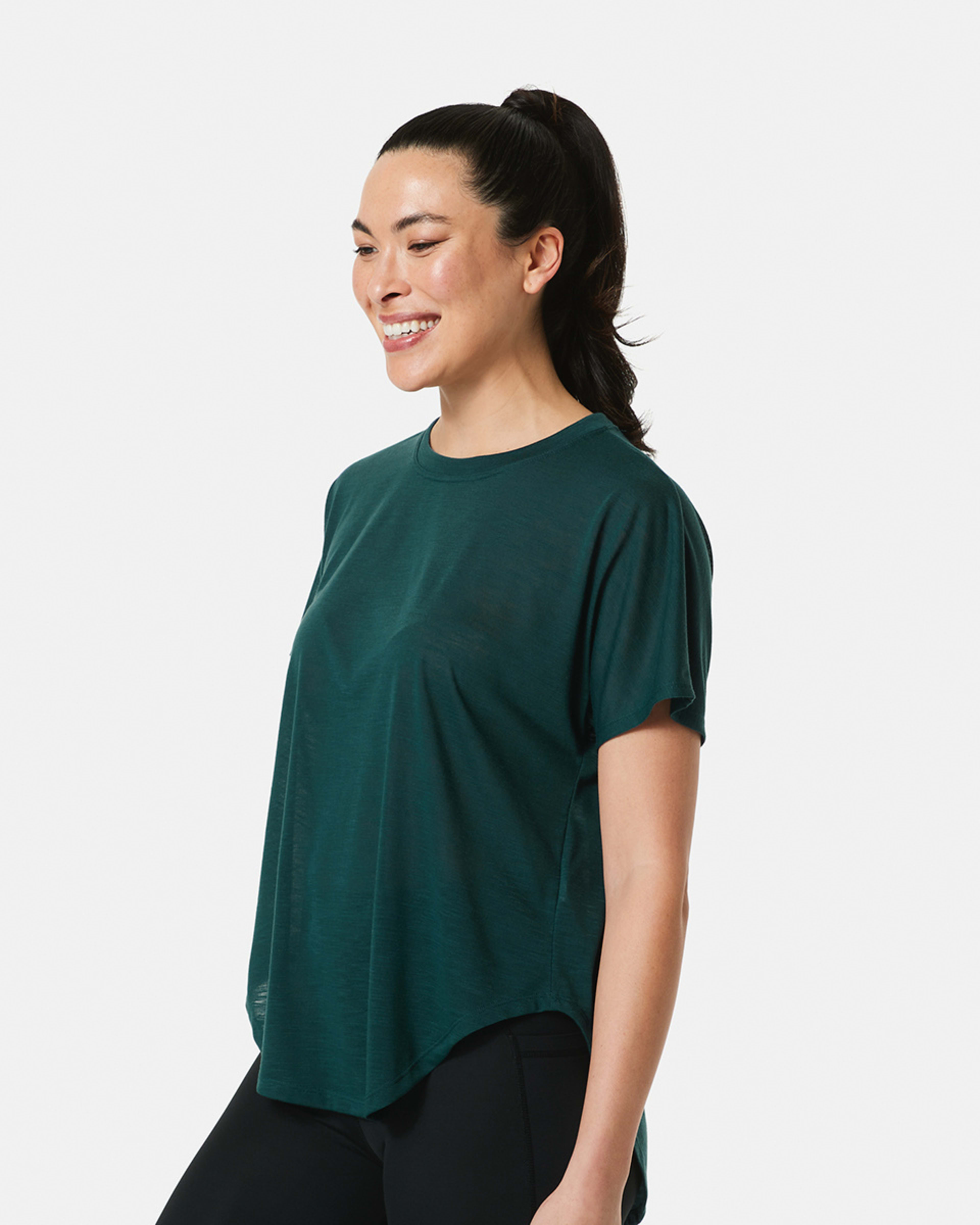 2 Active Womens Relax Sleeve T-shirt Deep Teal, 2 of 5
