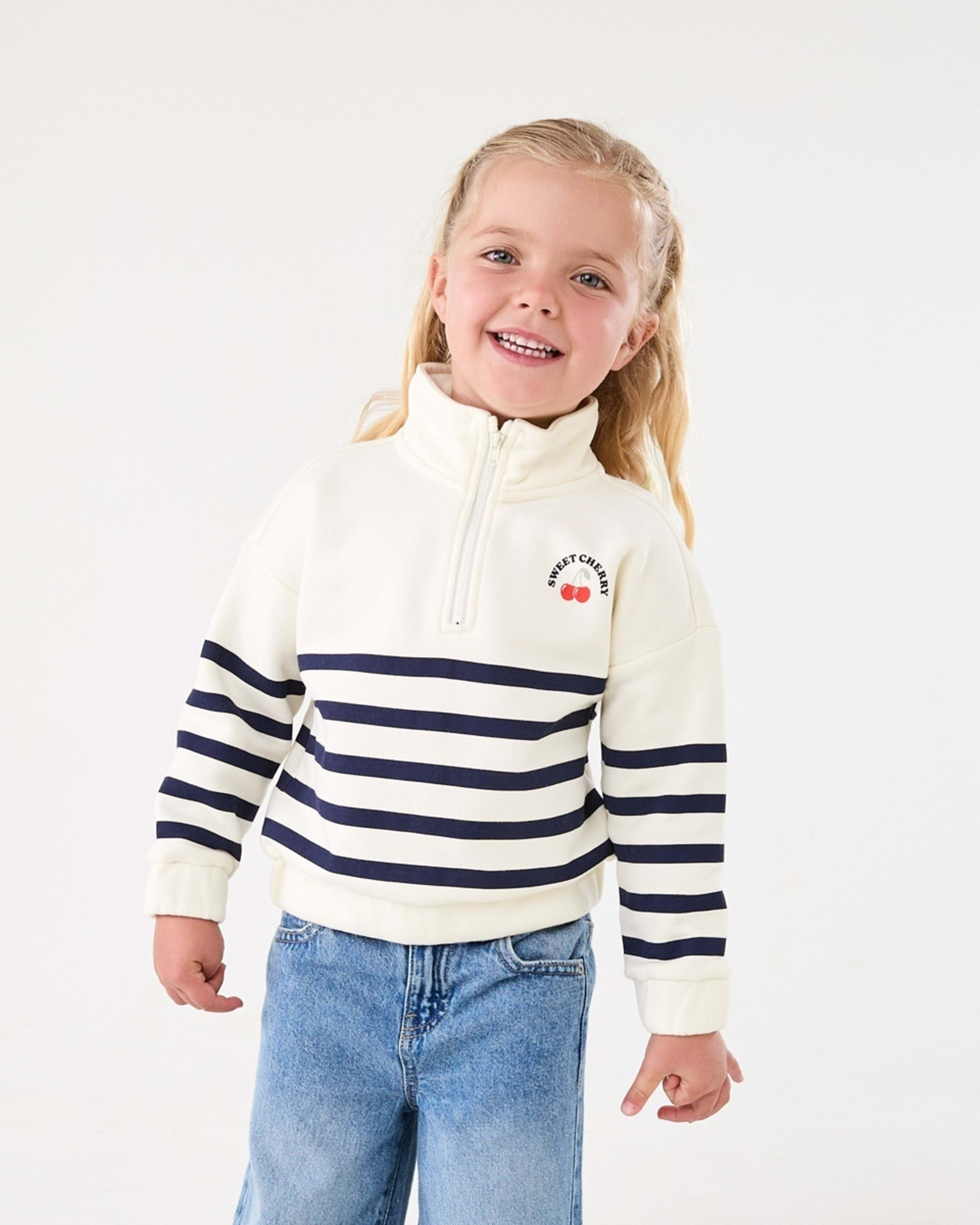 1 Quarter Zip Fleece Sweatshirt Stripe
