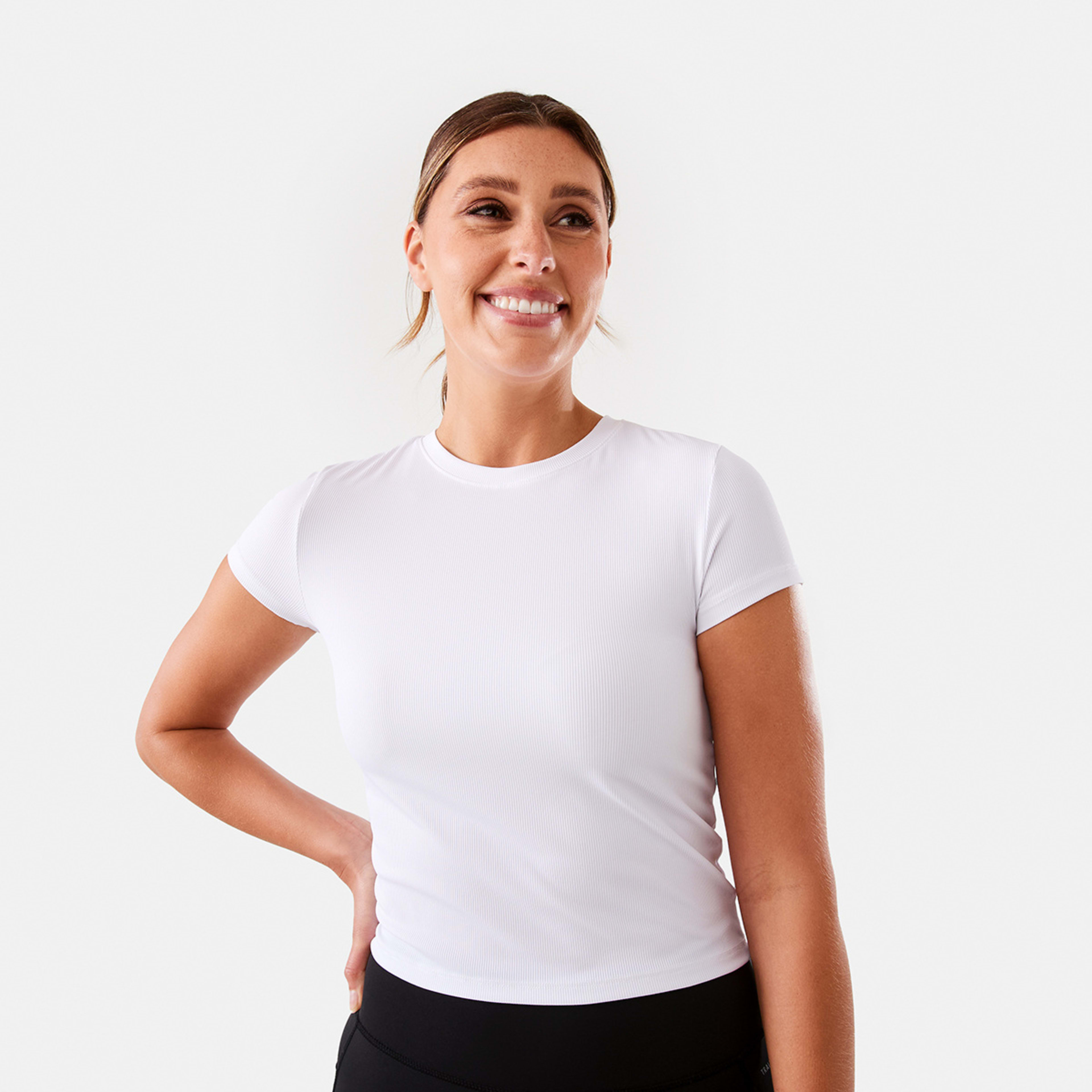 1 Active Womens Rib T-shirt White, 1 of 6