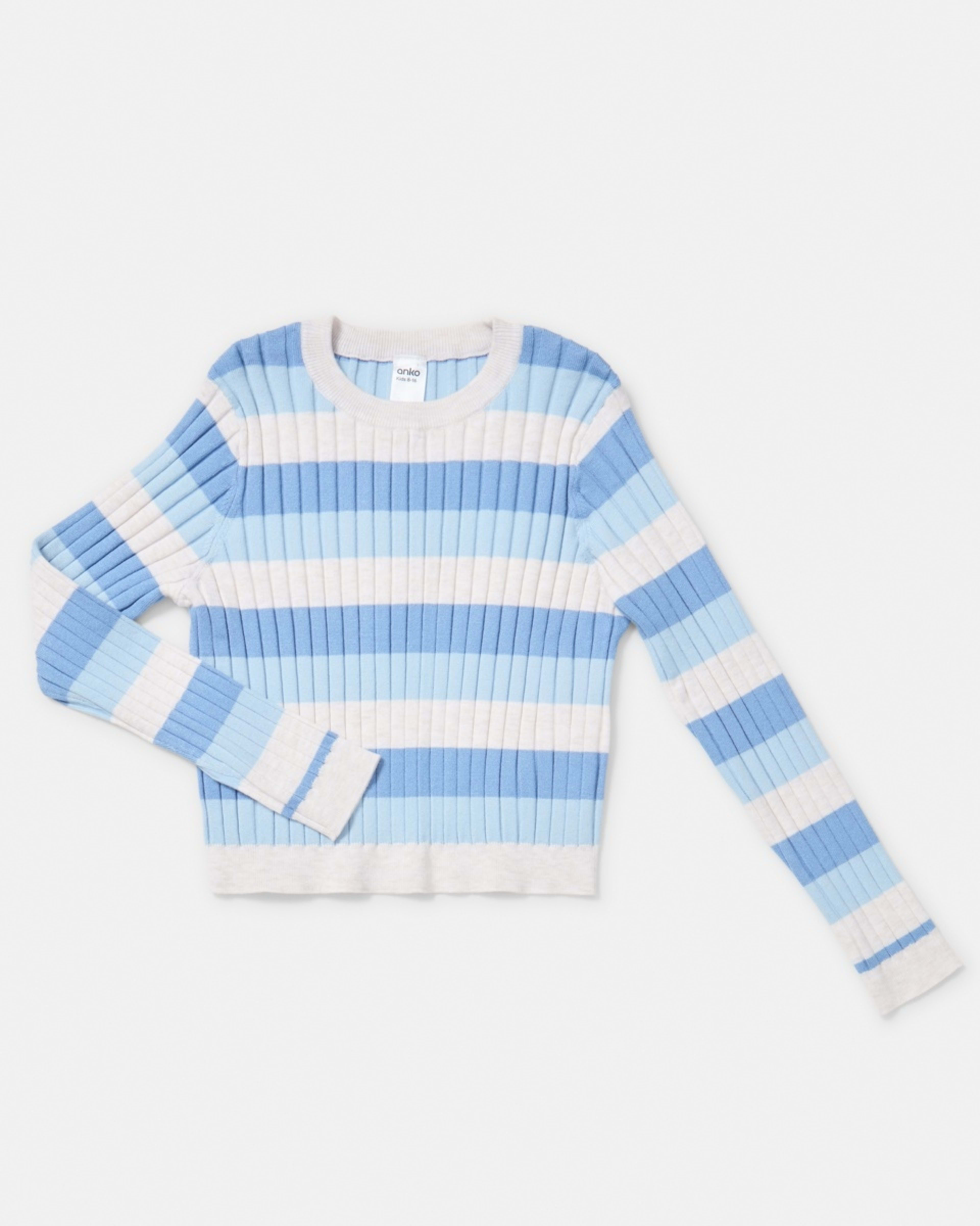 7 Long Sleeve Rib Knit Top Stripe, 7 of 8