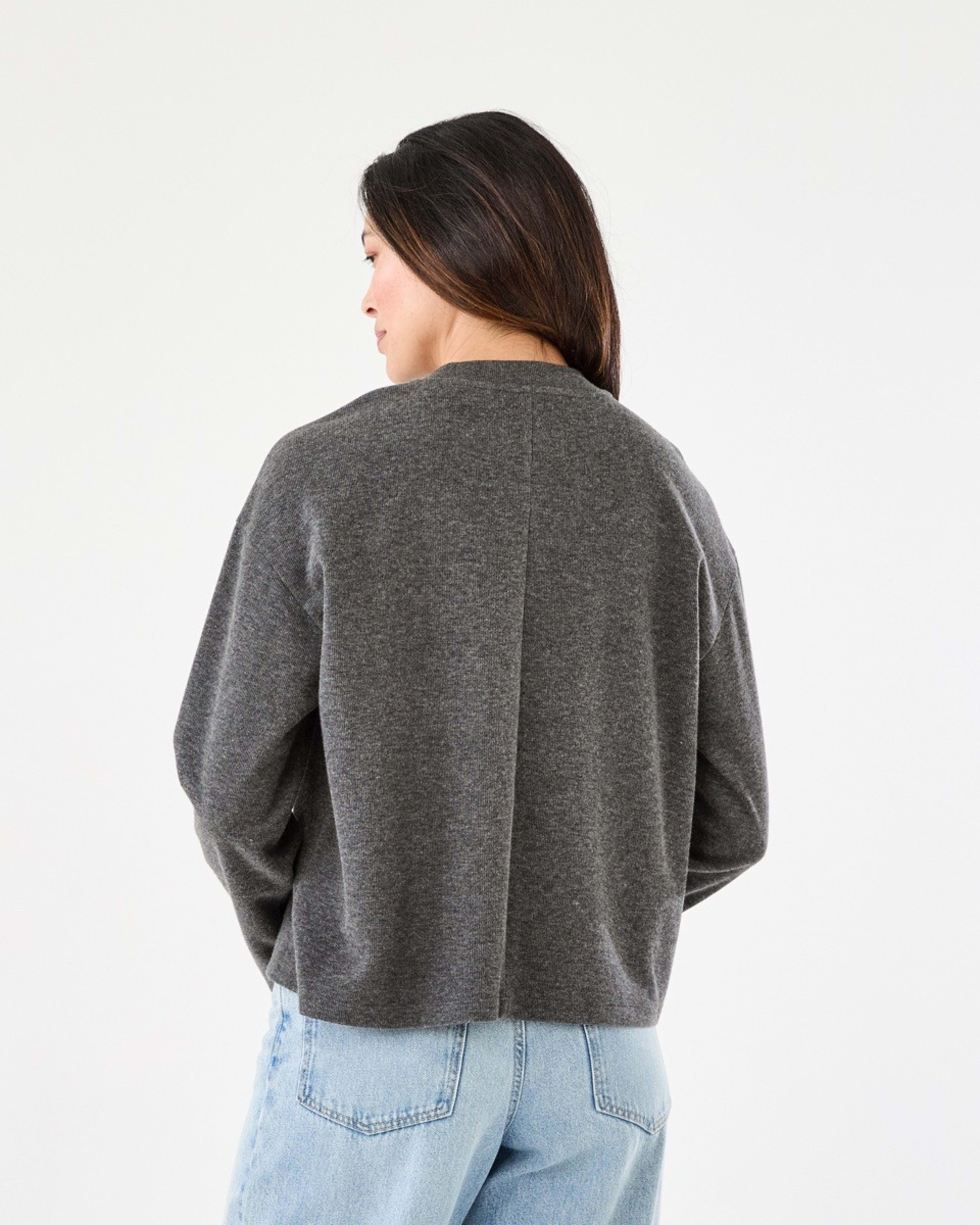 3 Long Sleeve Brushed Seam Detail Top Char Marle, 3 of 6