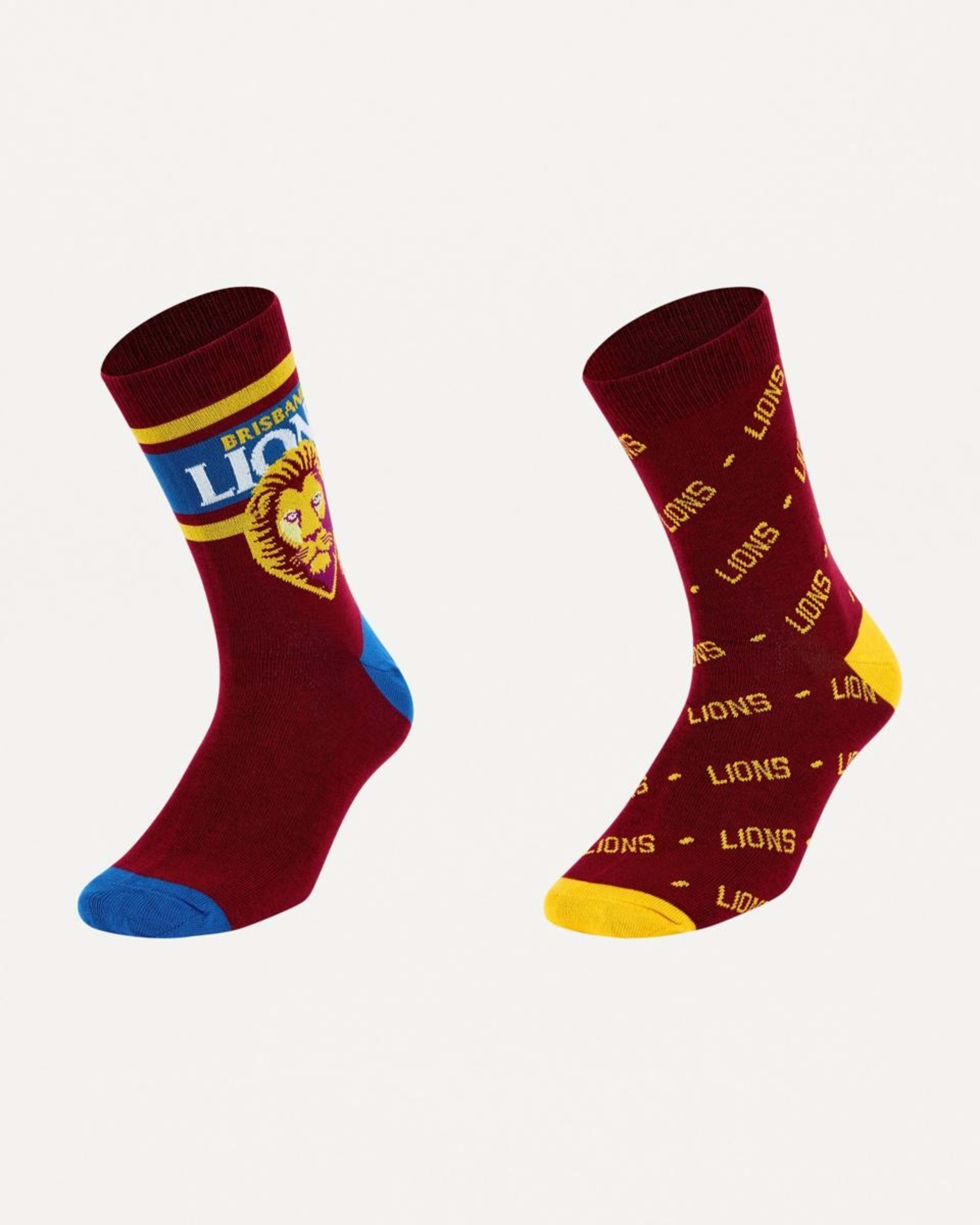 1 2 Pack Official AFL Adult Sock Set LIONS, 1 of 3