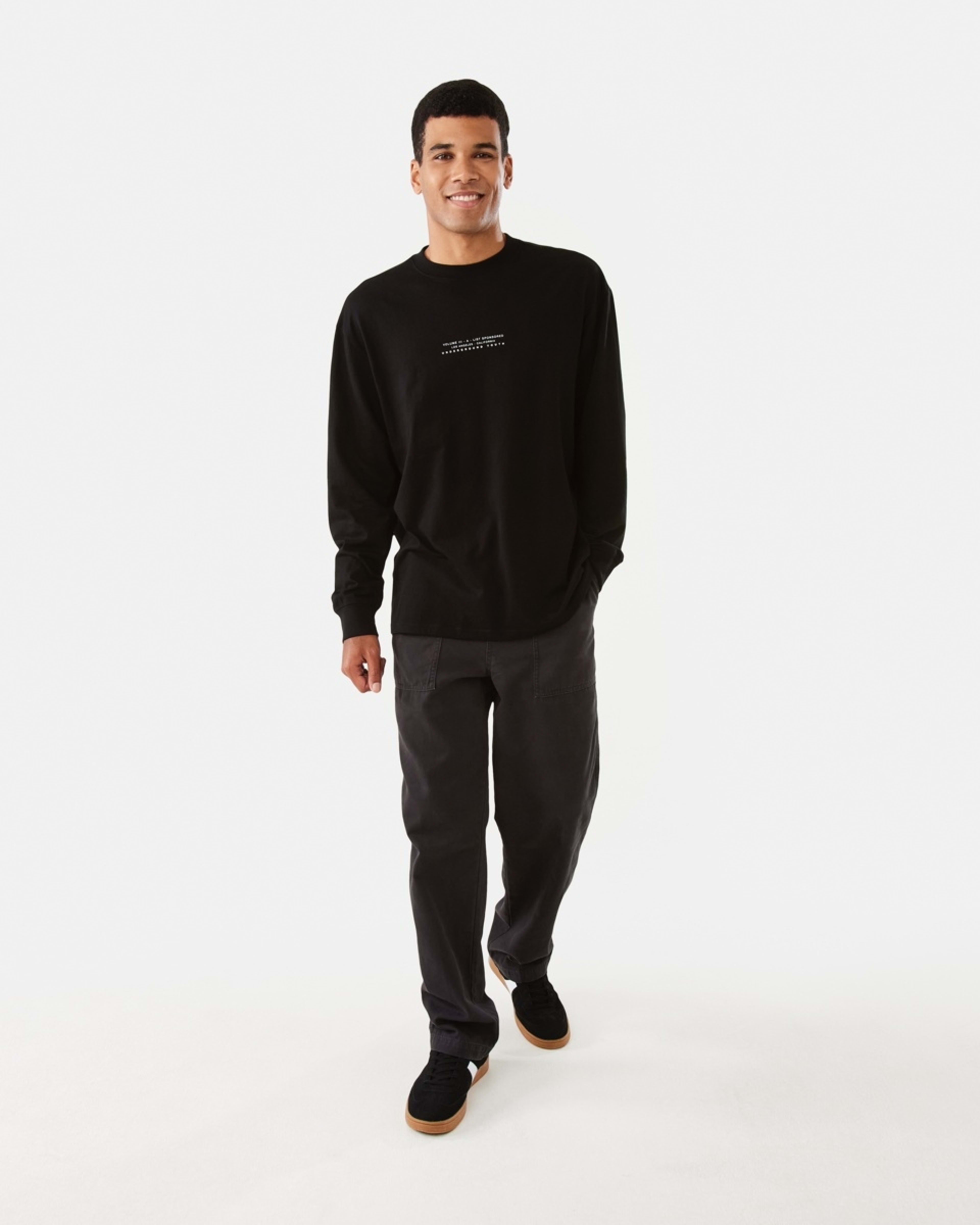2 Long Sleeve Oversized Graphic T-shirt Black, 2 of 7