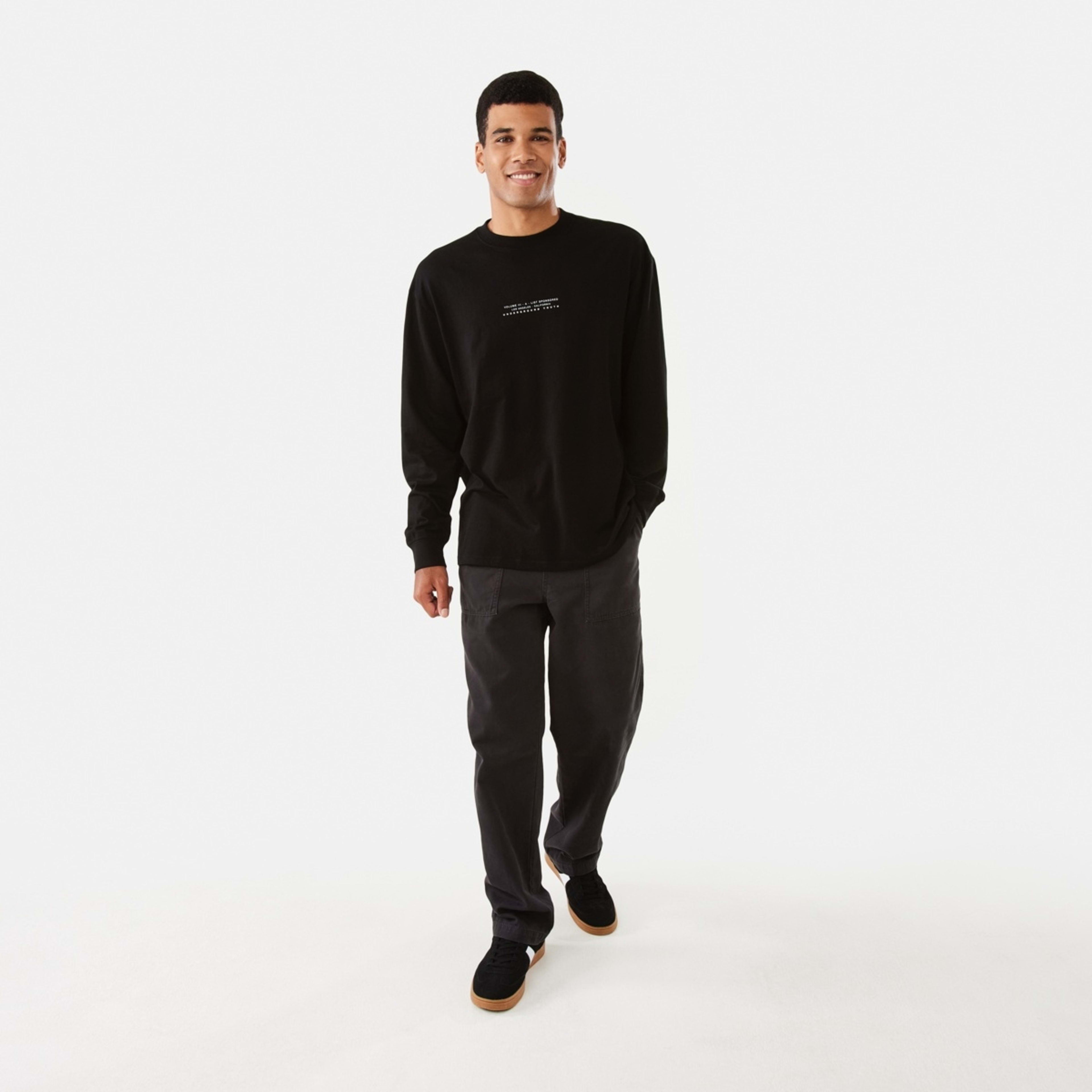 2 Long Sleeve Oversized Graphic T-shirt Black, 2 of 7