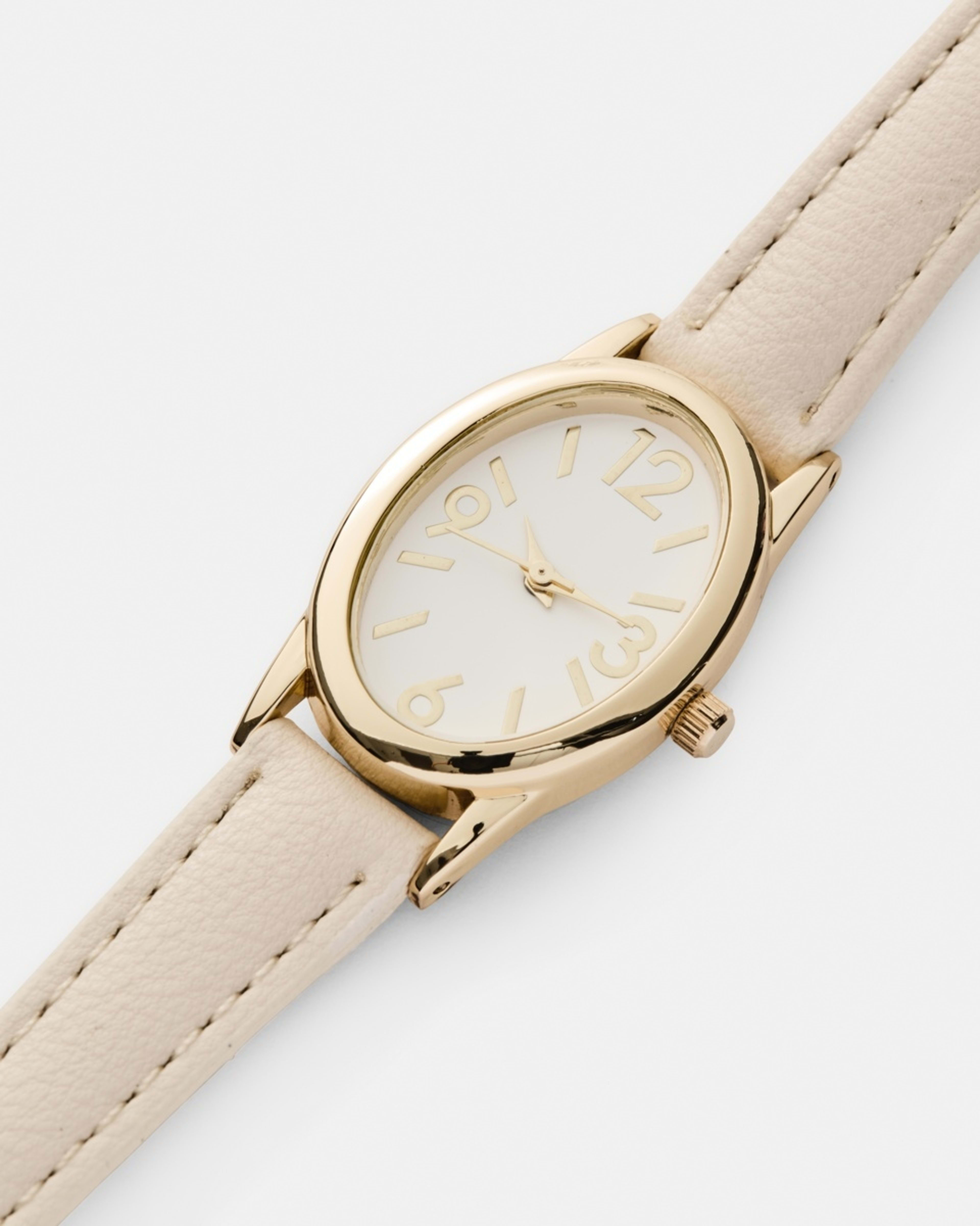 2 Womens Oval PU Watch - Beige Beige, 2 of 6