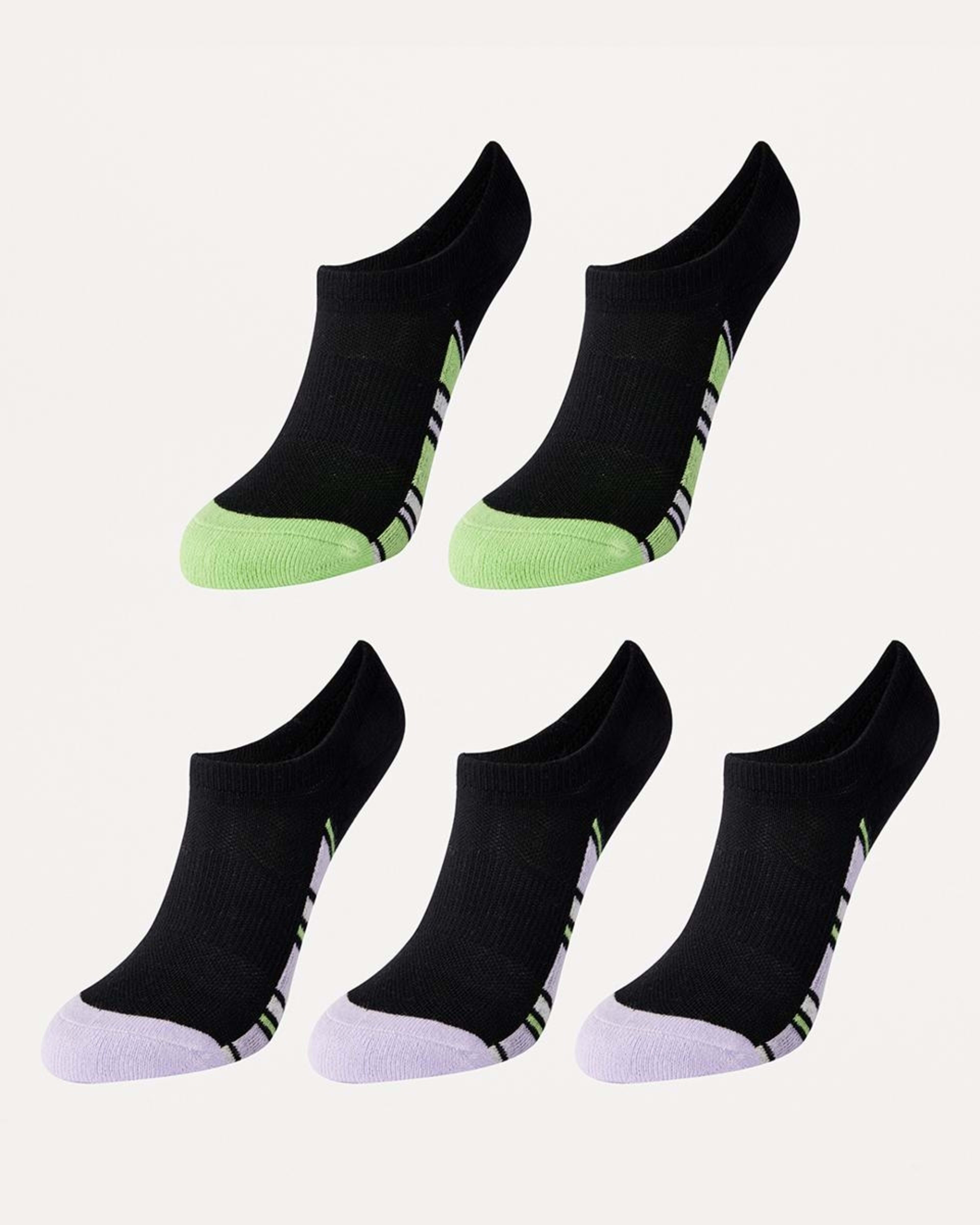 1 5 Pack Terry Sneaker Socks VARIGATED STRIPE PASTEL LILAC, 1 of 3