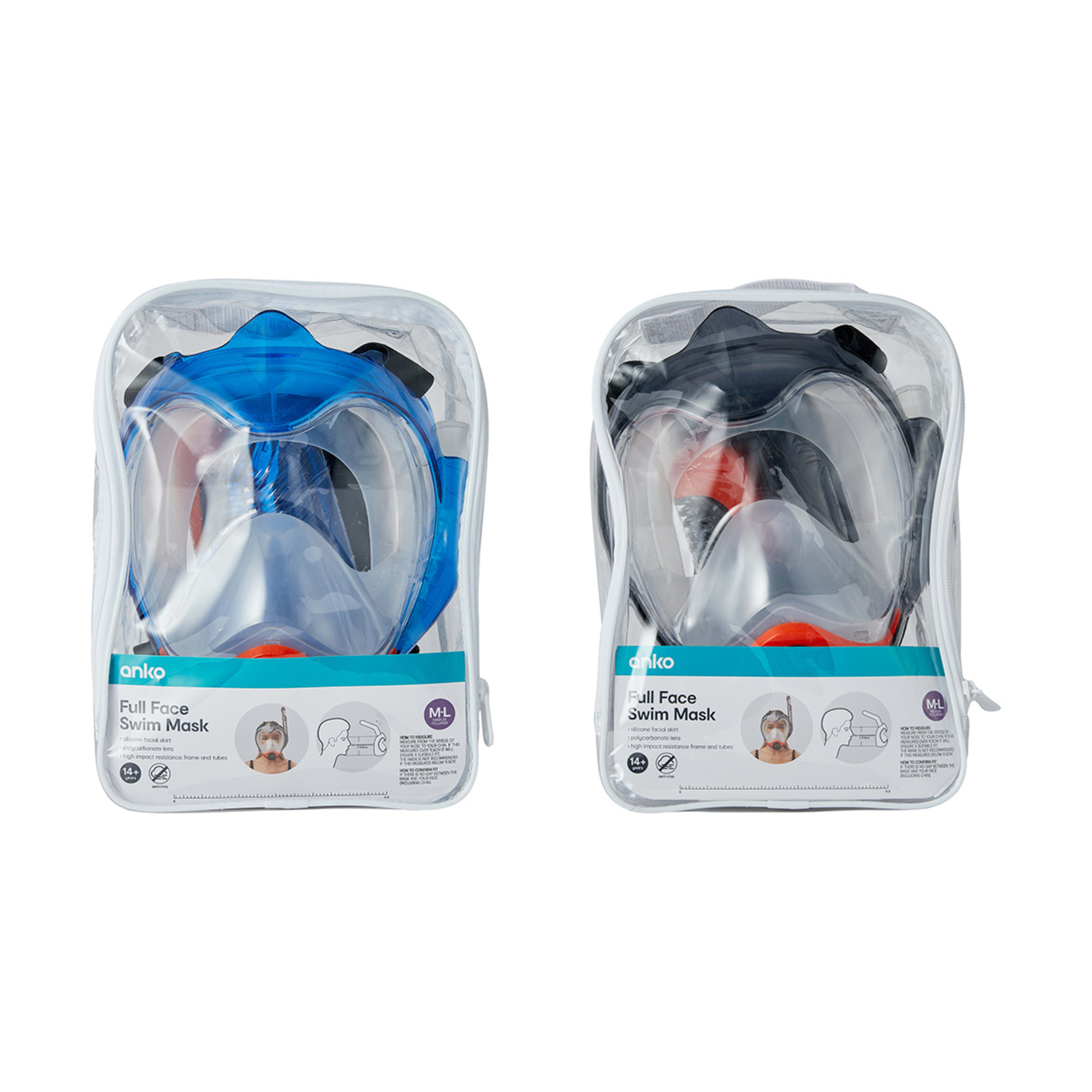 Full Face Swim Mask Medium to Large, Assorted Kmart NZ