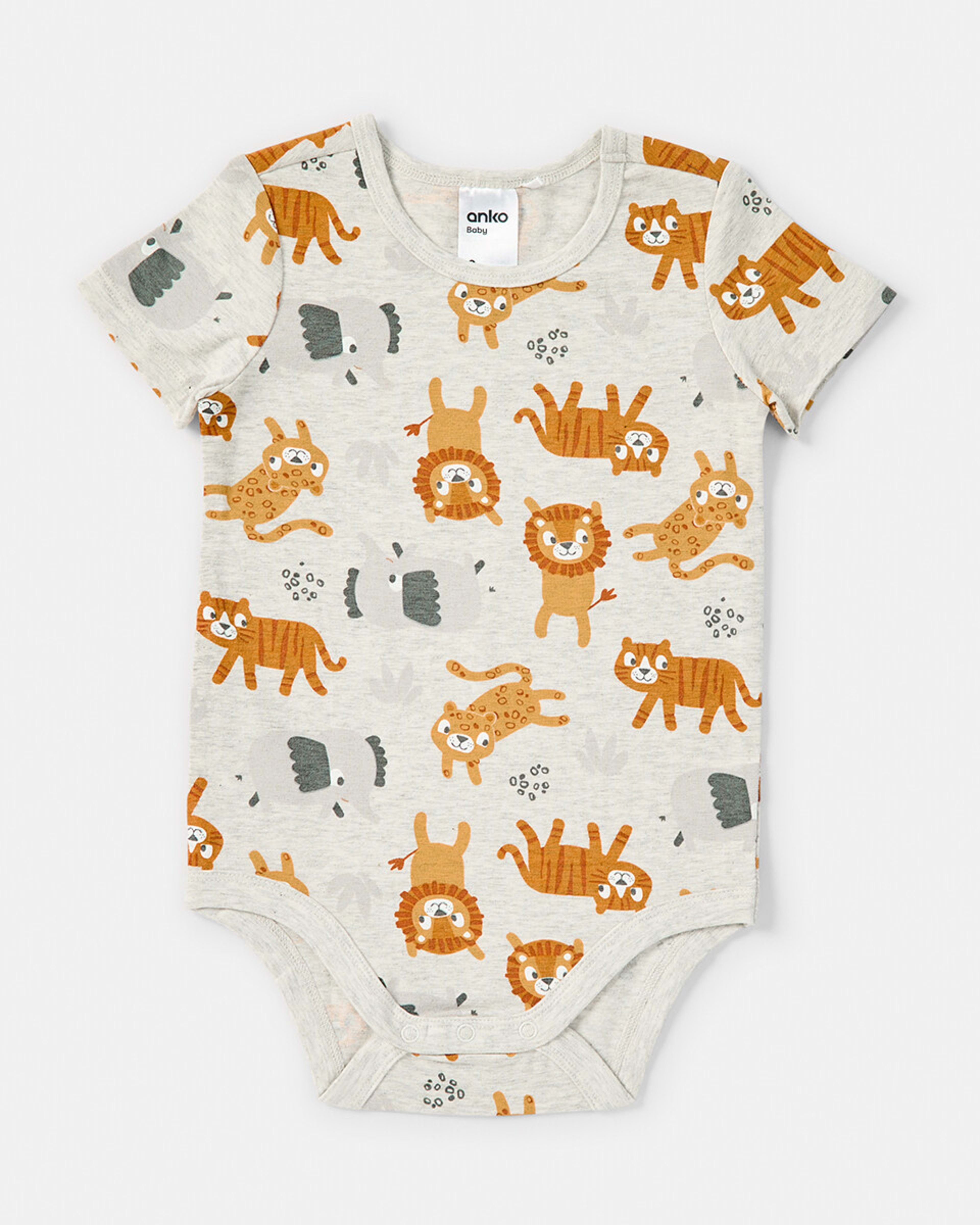 3 3 Pack Short Sleeve Bodysuits Jungle, 3 of 8