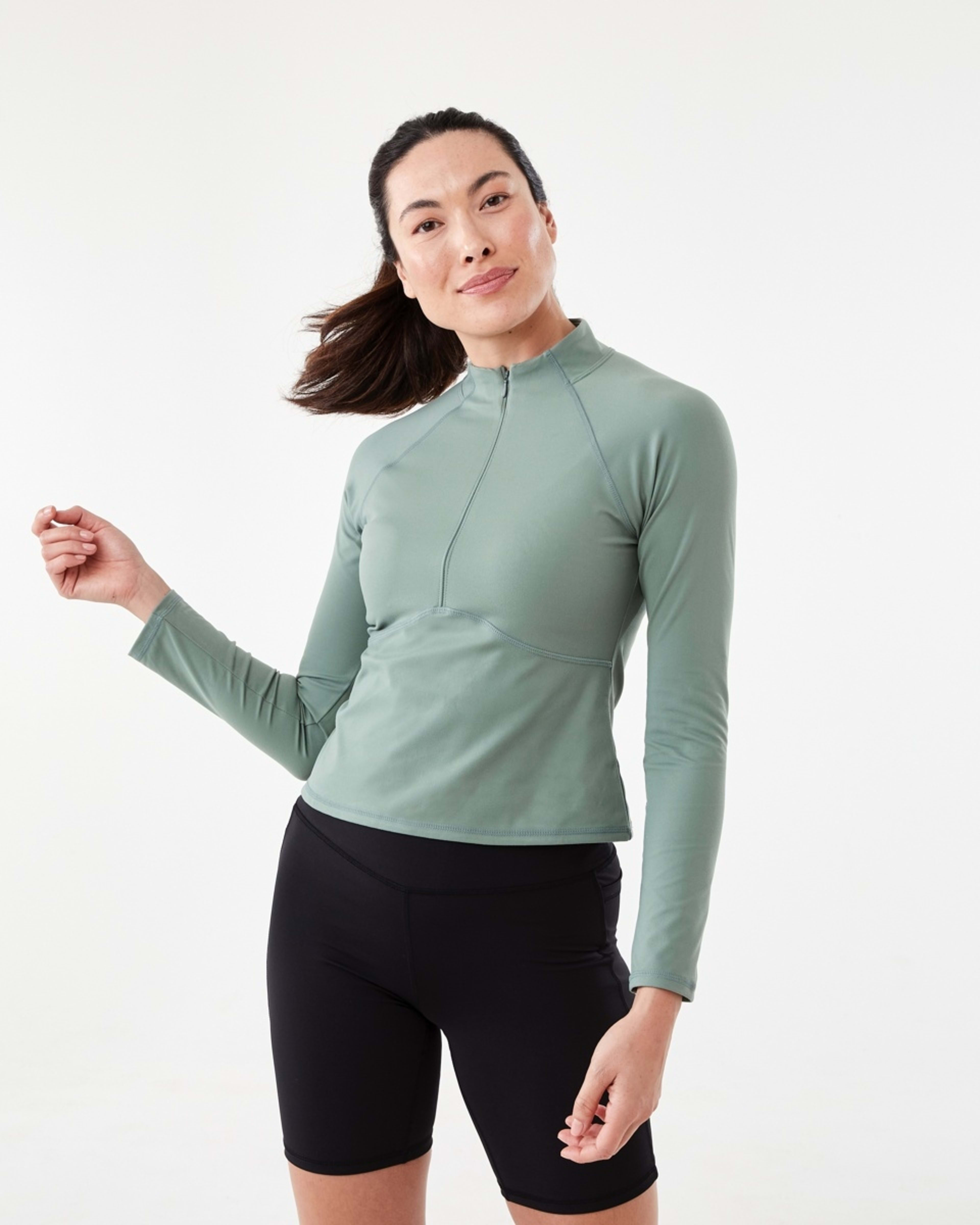 1 Active Womens Long Sleeve 1/4 Zip Ultrasoft Top Sumer Sage, 1 of 5