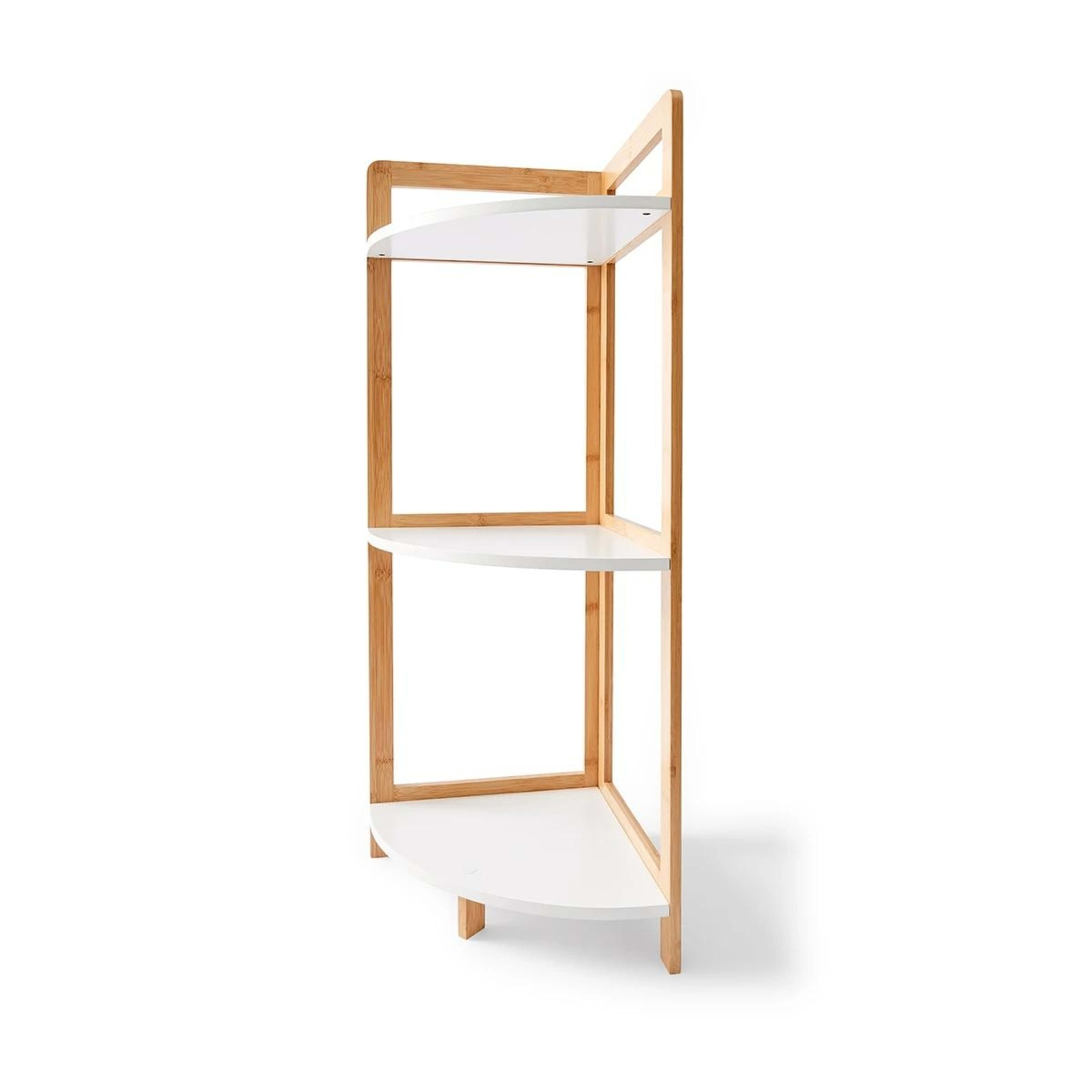 4 Bamboo and White 3 Tier Corner Shelf, 4 of 10