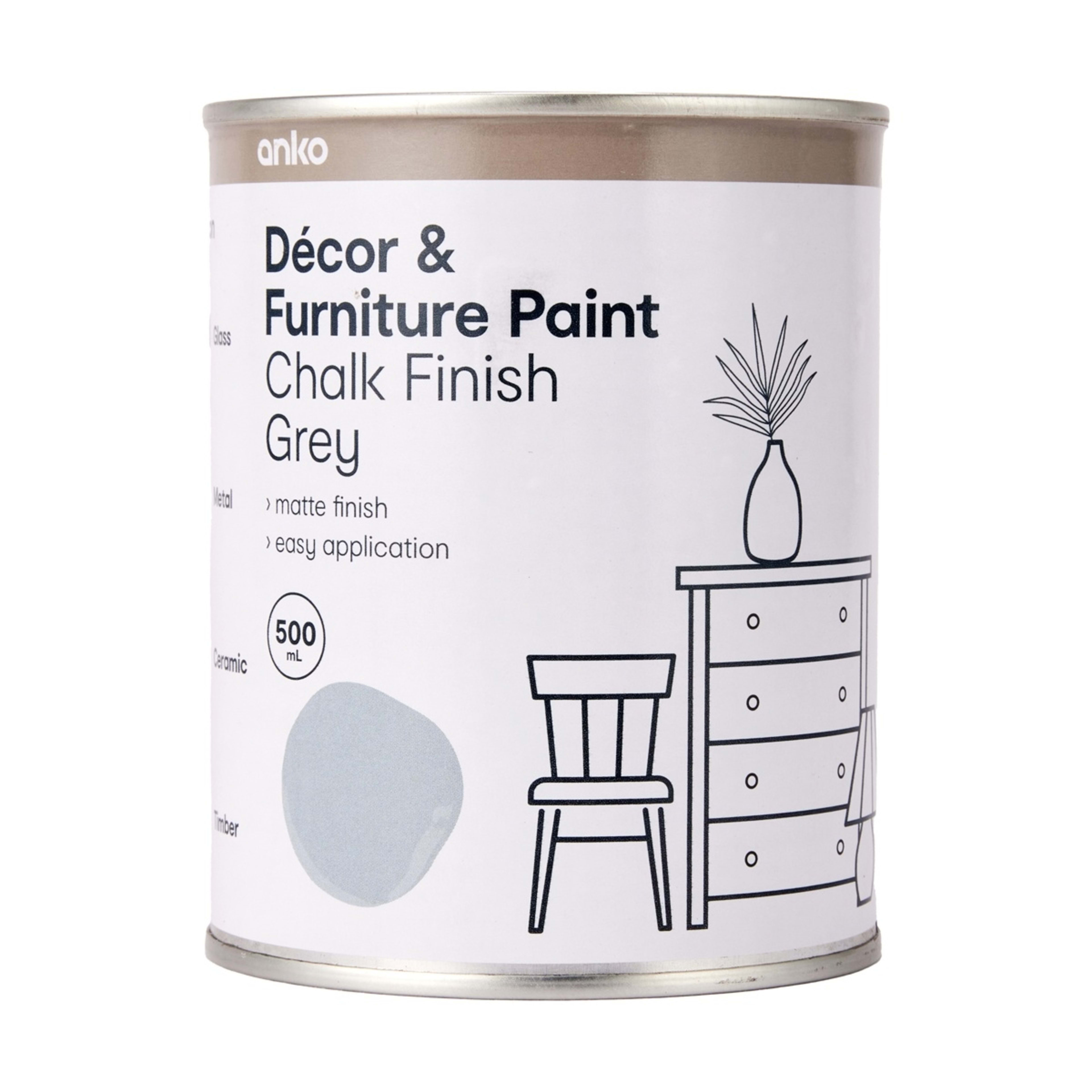 1 Decor and Furniture Paint - Chalk Finish Grey, 1 of 6