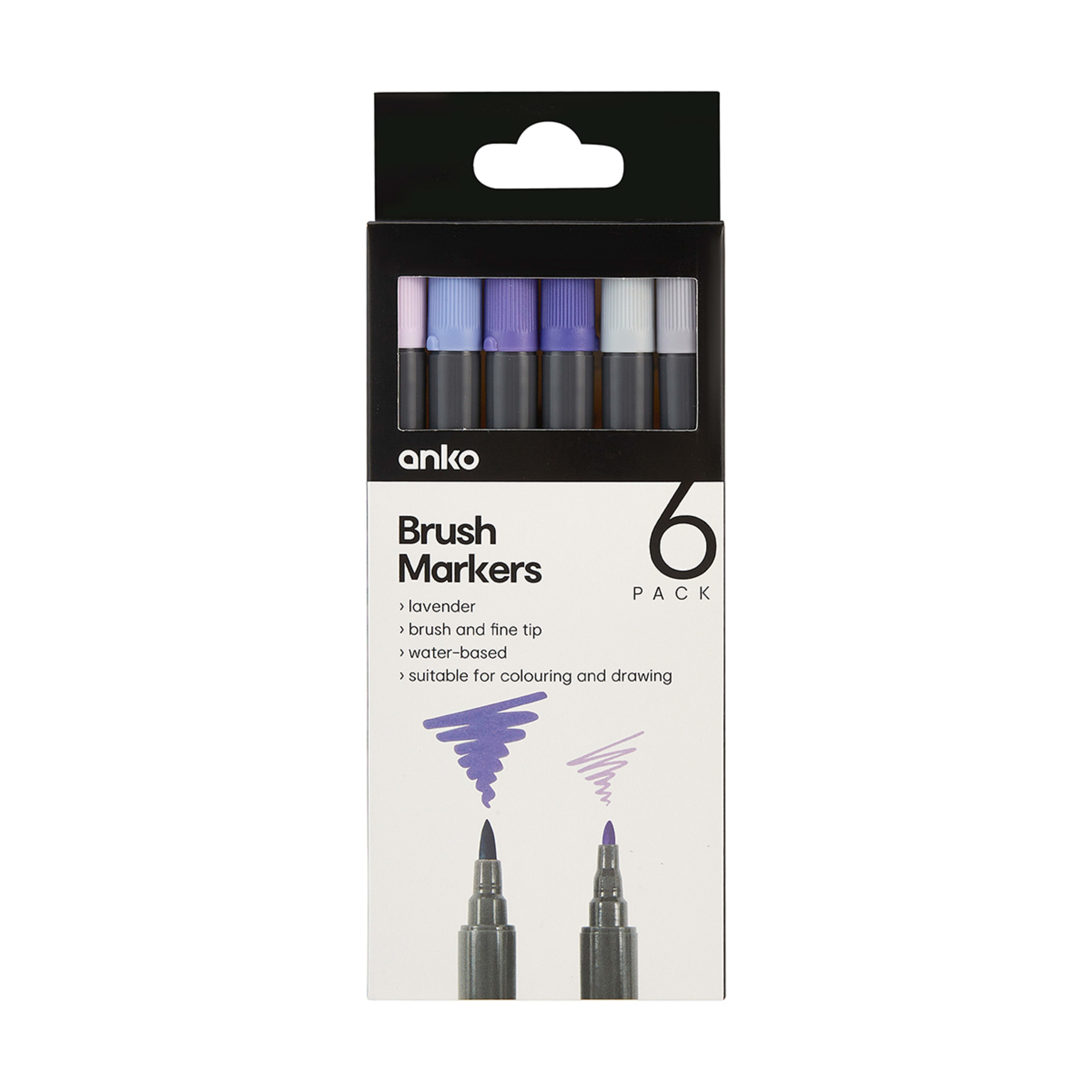 6 Pack Brush Markers Lavender Kmart