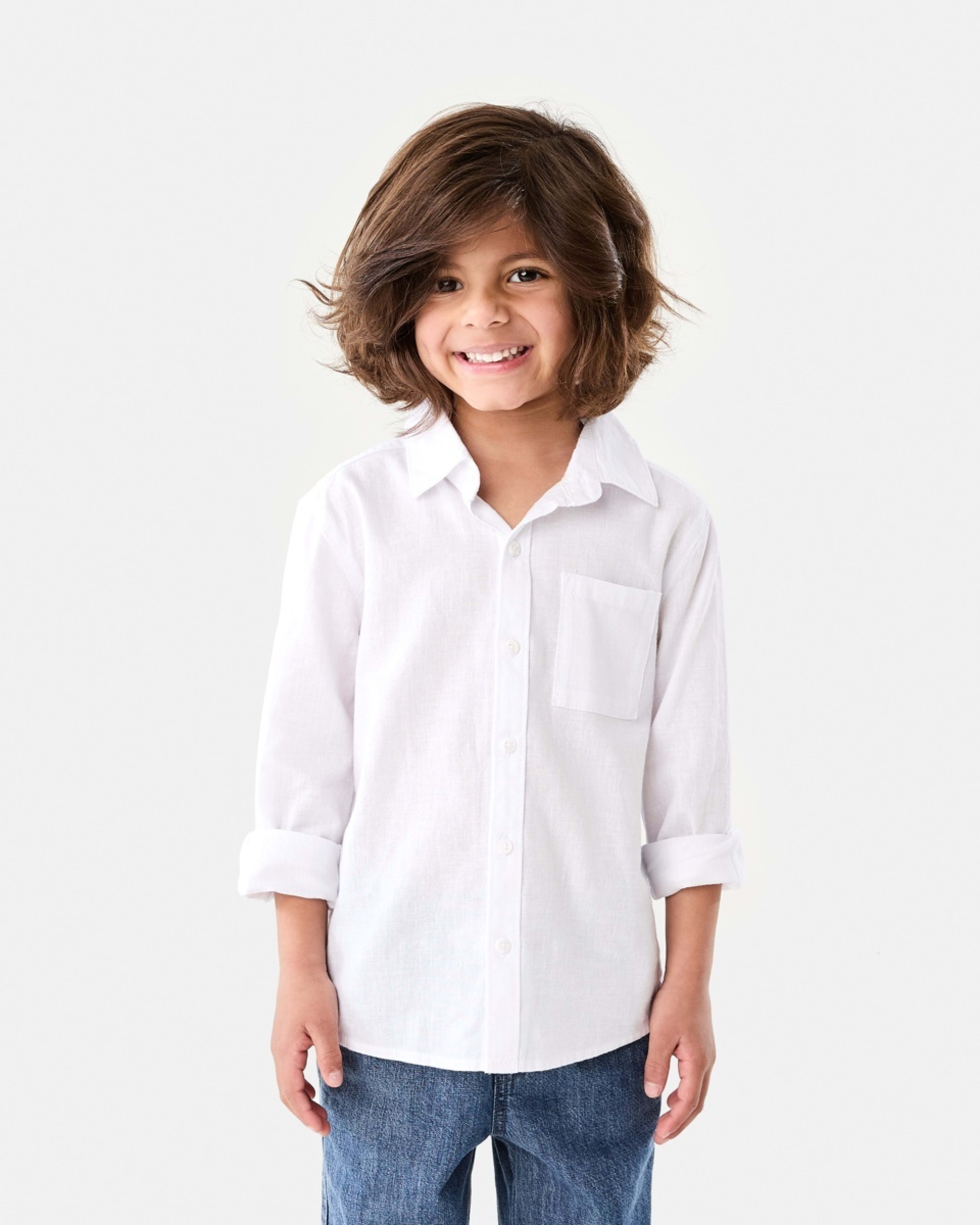 2 Long Sleeve Linen Shirt WHITE, 2 of 9