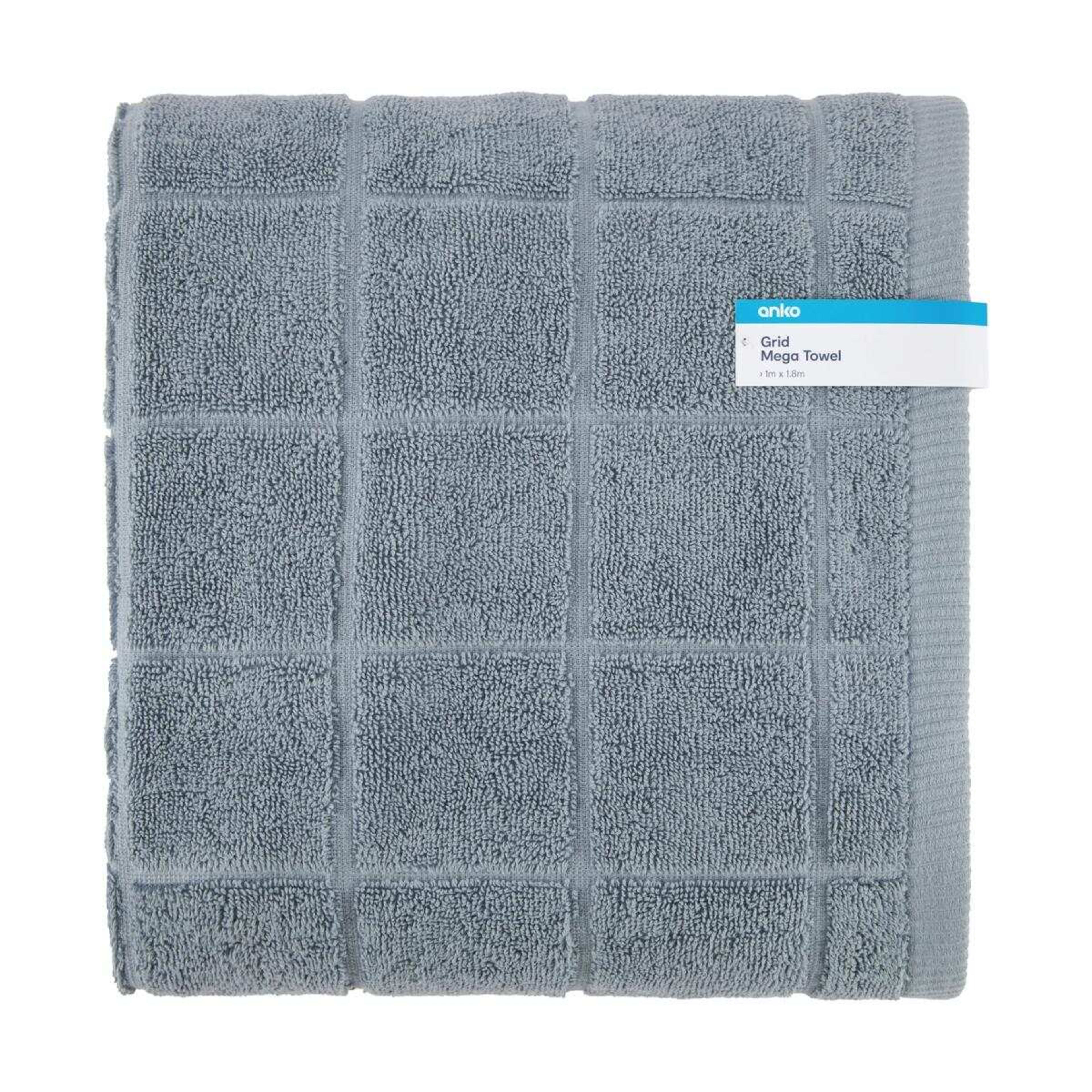 5 Cotton Grid Mega Towel - Blue, 5 of 5