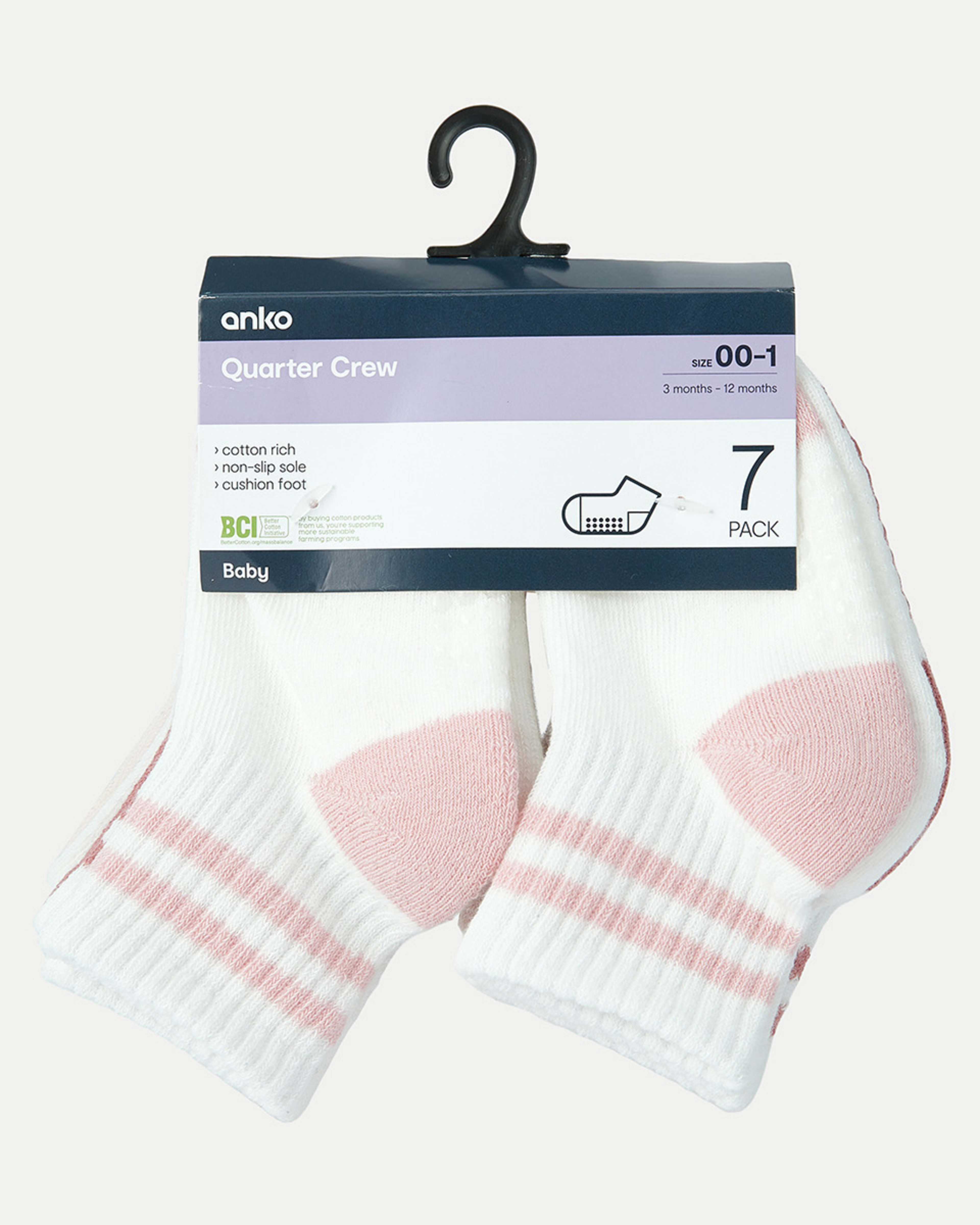 7 Pack Quarter Crew Socks Kmart
