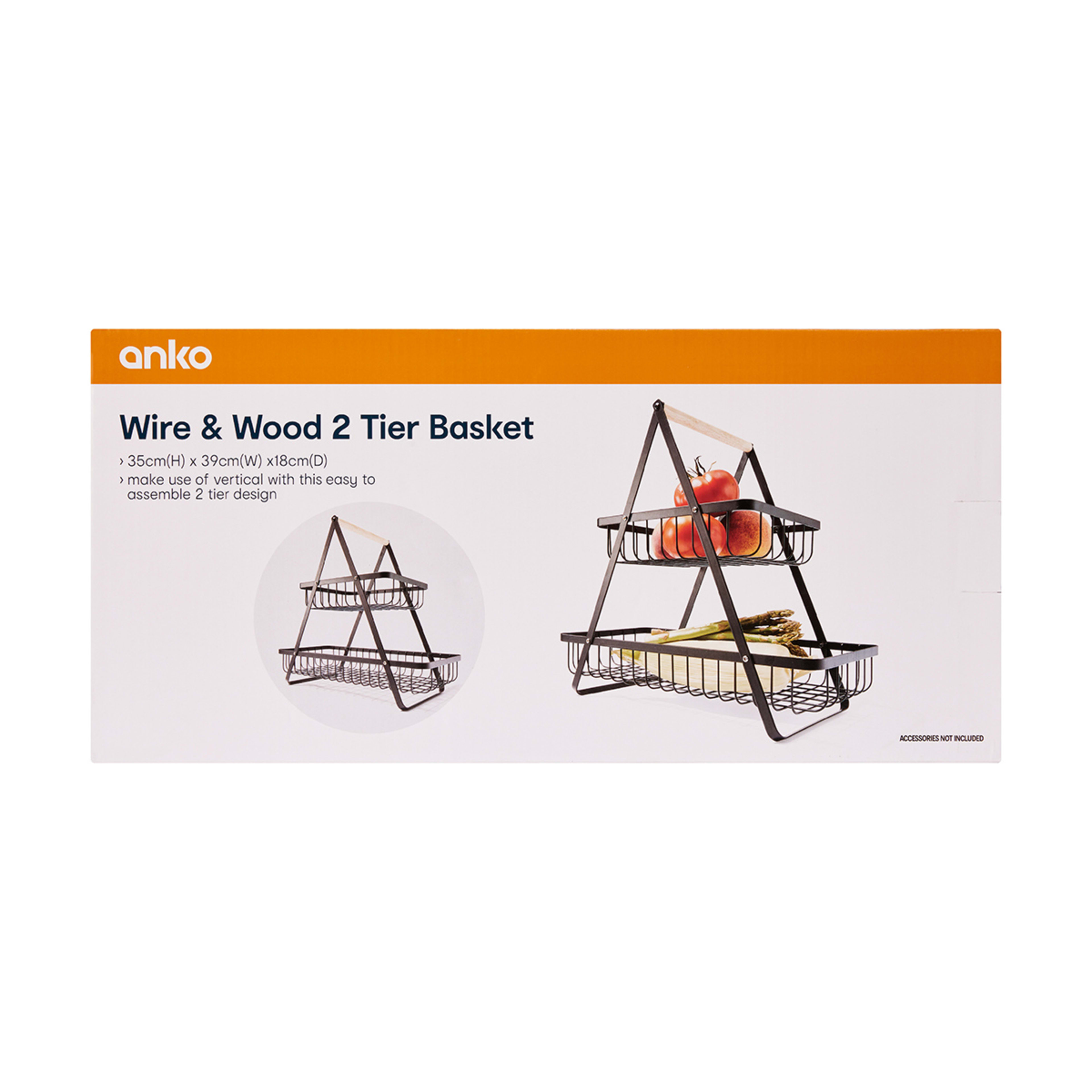 Wire and Wood 2 Tier Basket Kmart