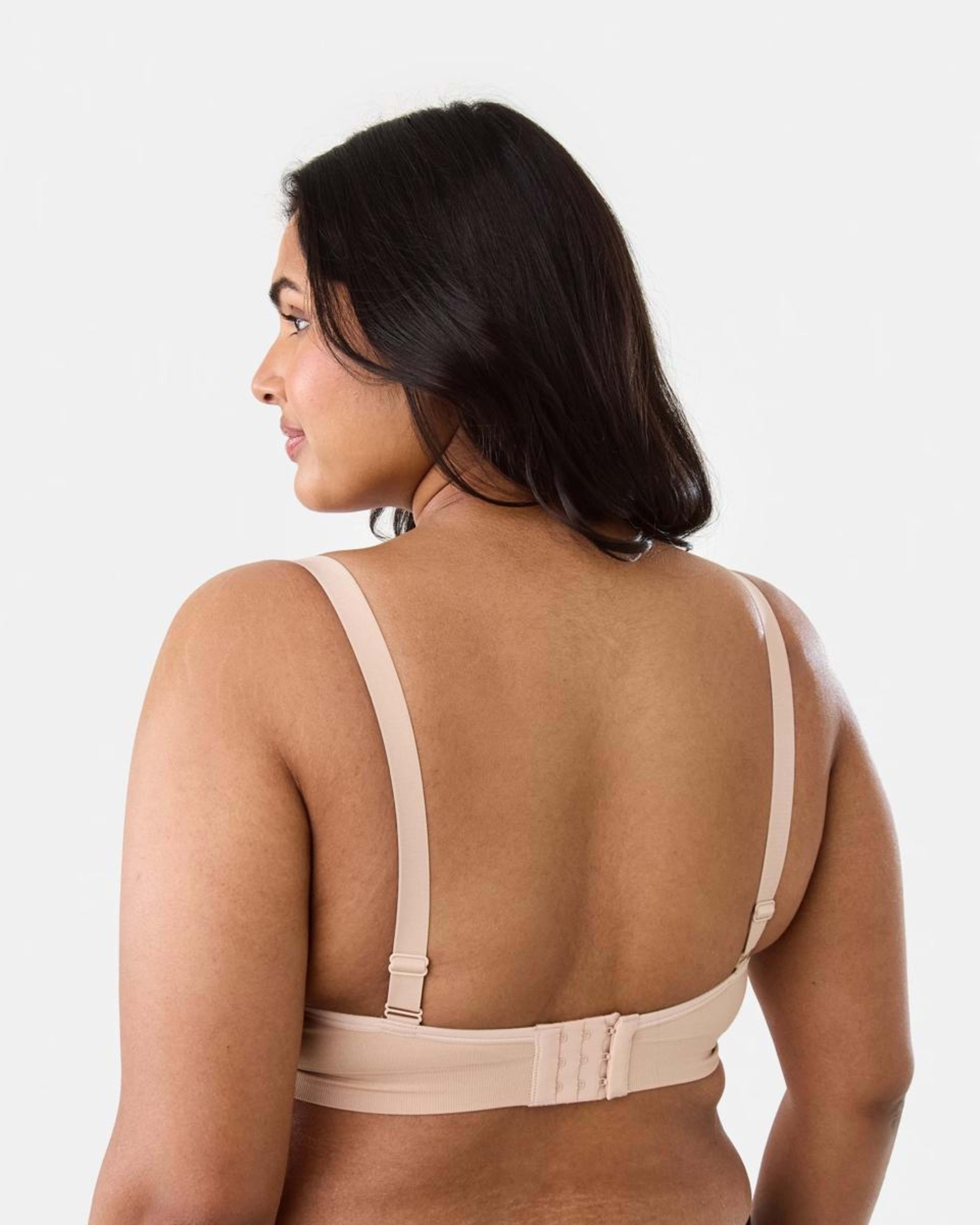 6 2 Pack Full Figure Wirefree Seamfree T-Shirt Bra SOFT SAND BEIGE, BLACK, 6 of 8