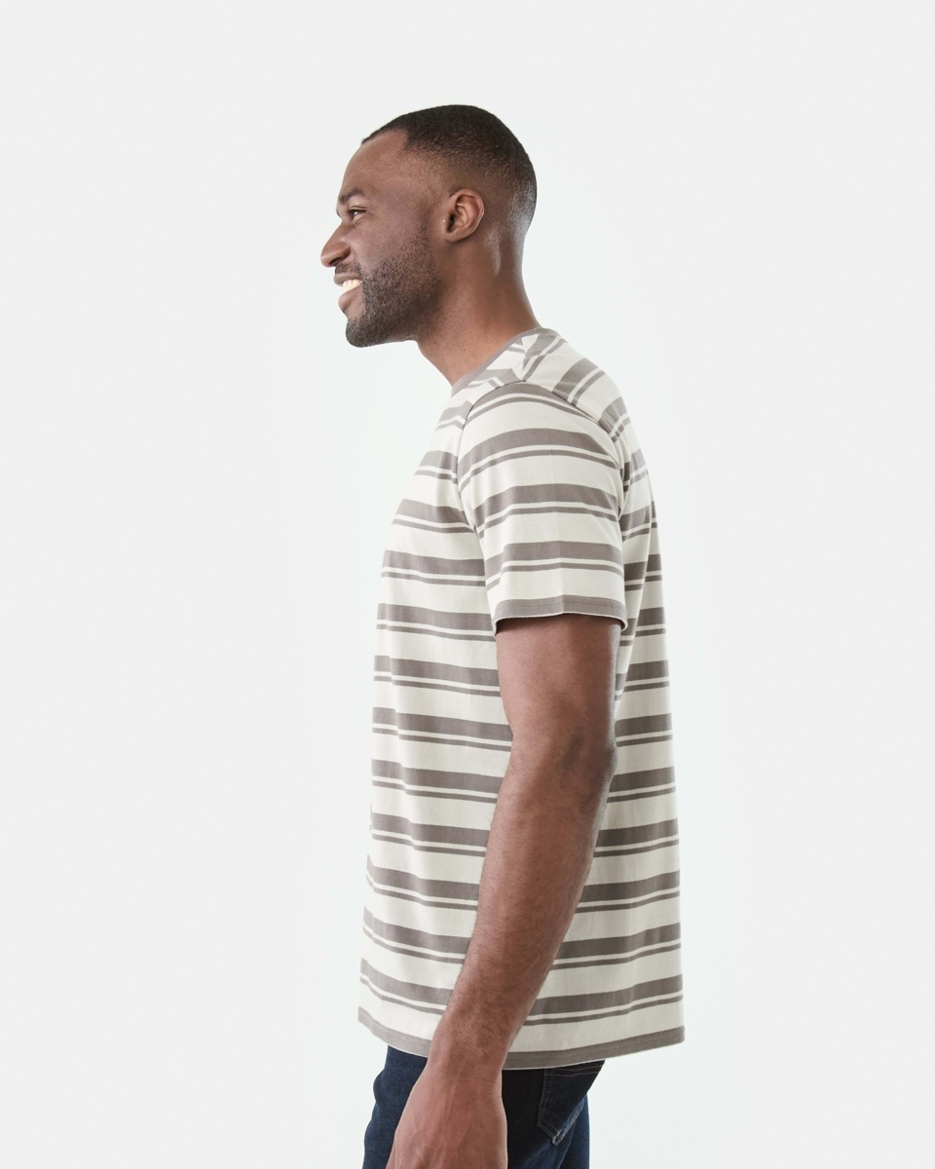 2 Australian Cotton Stripe T-shirt Brn Stripe, 2 of 5