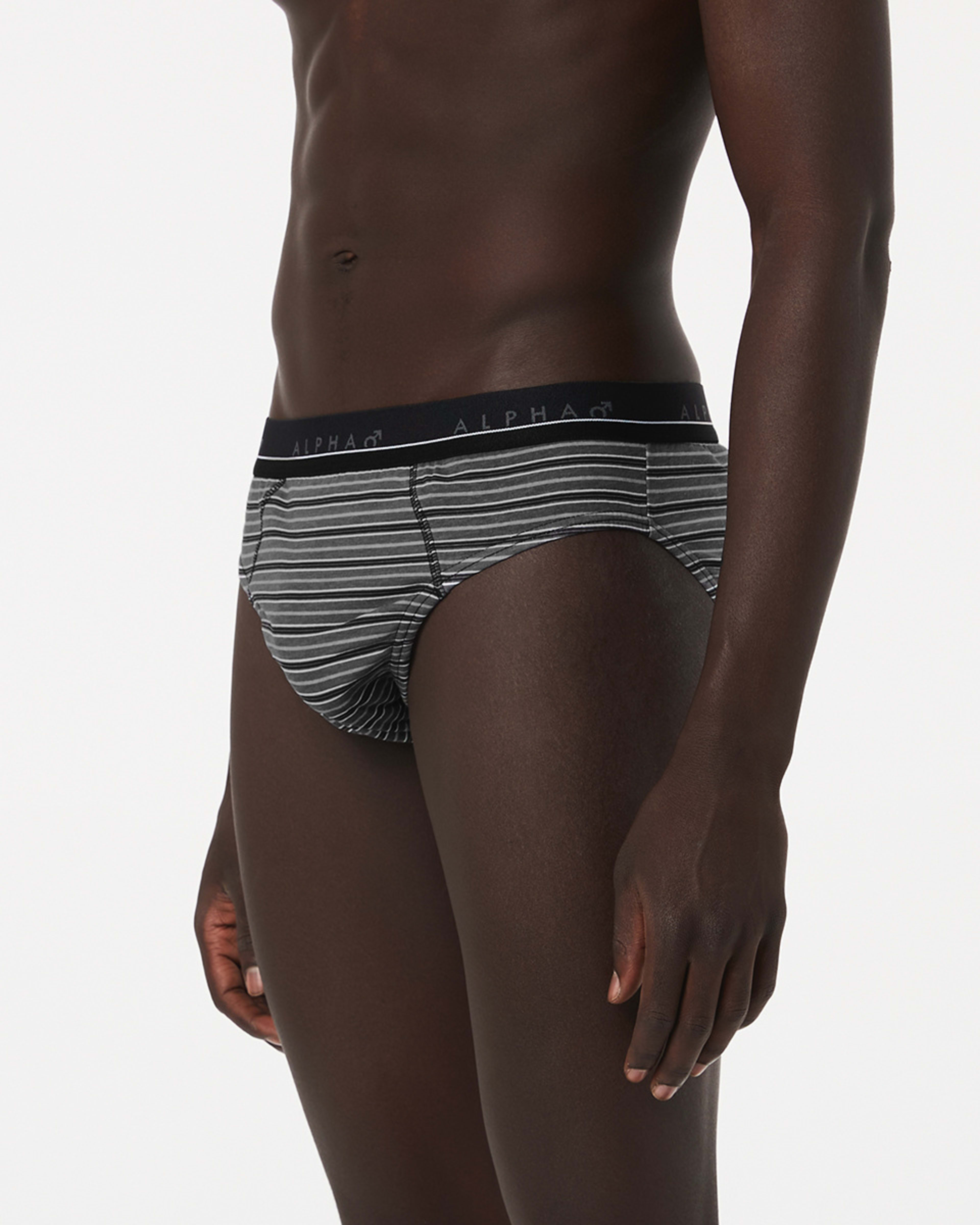 7 5 Pack Alpha Attached Elastic Hipster Briefs Blkgrystrp, 7 of 10