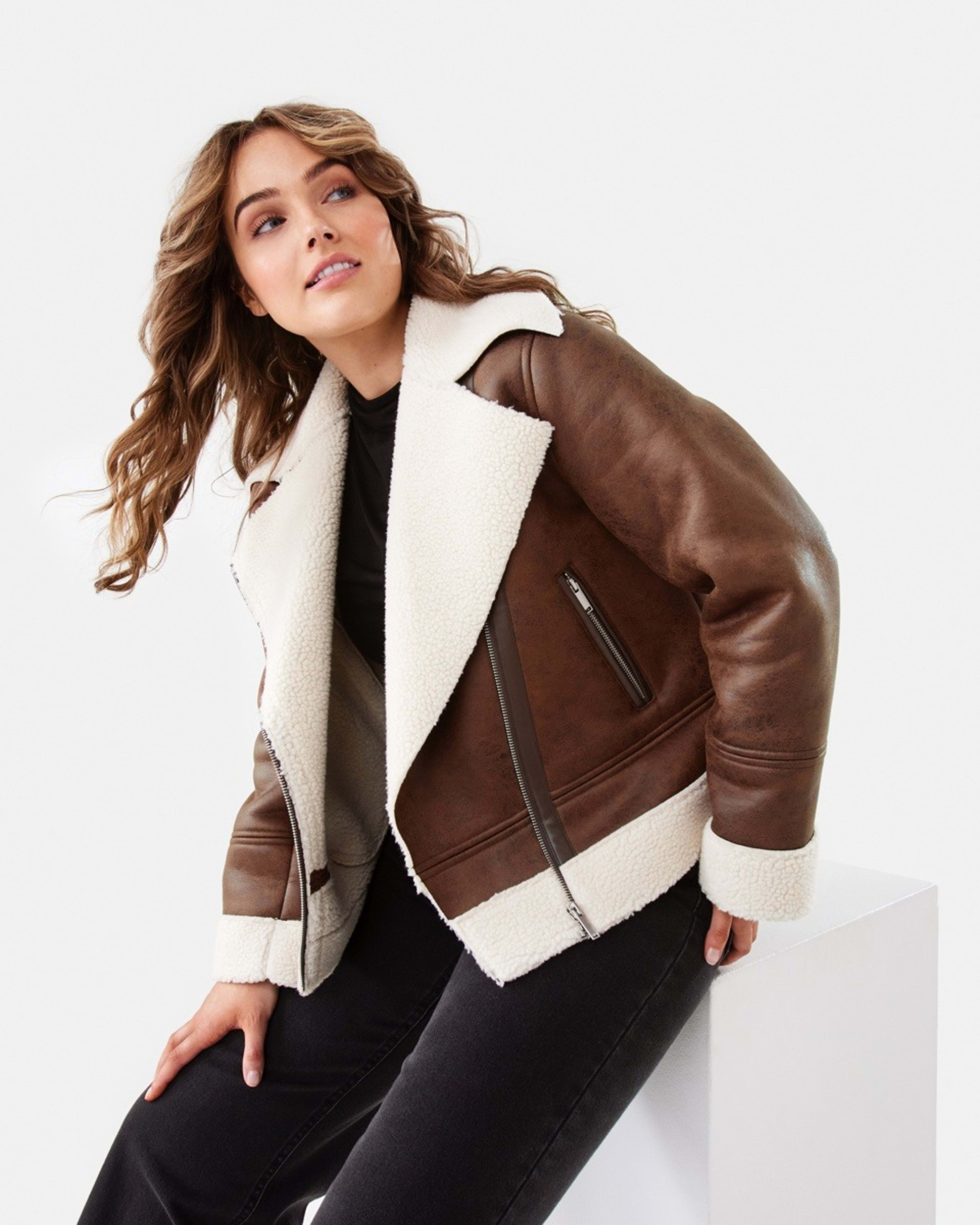 9 Shearling Jacket Melt Brown, 9 of 10