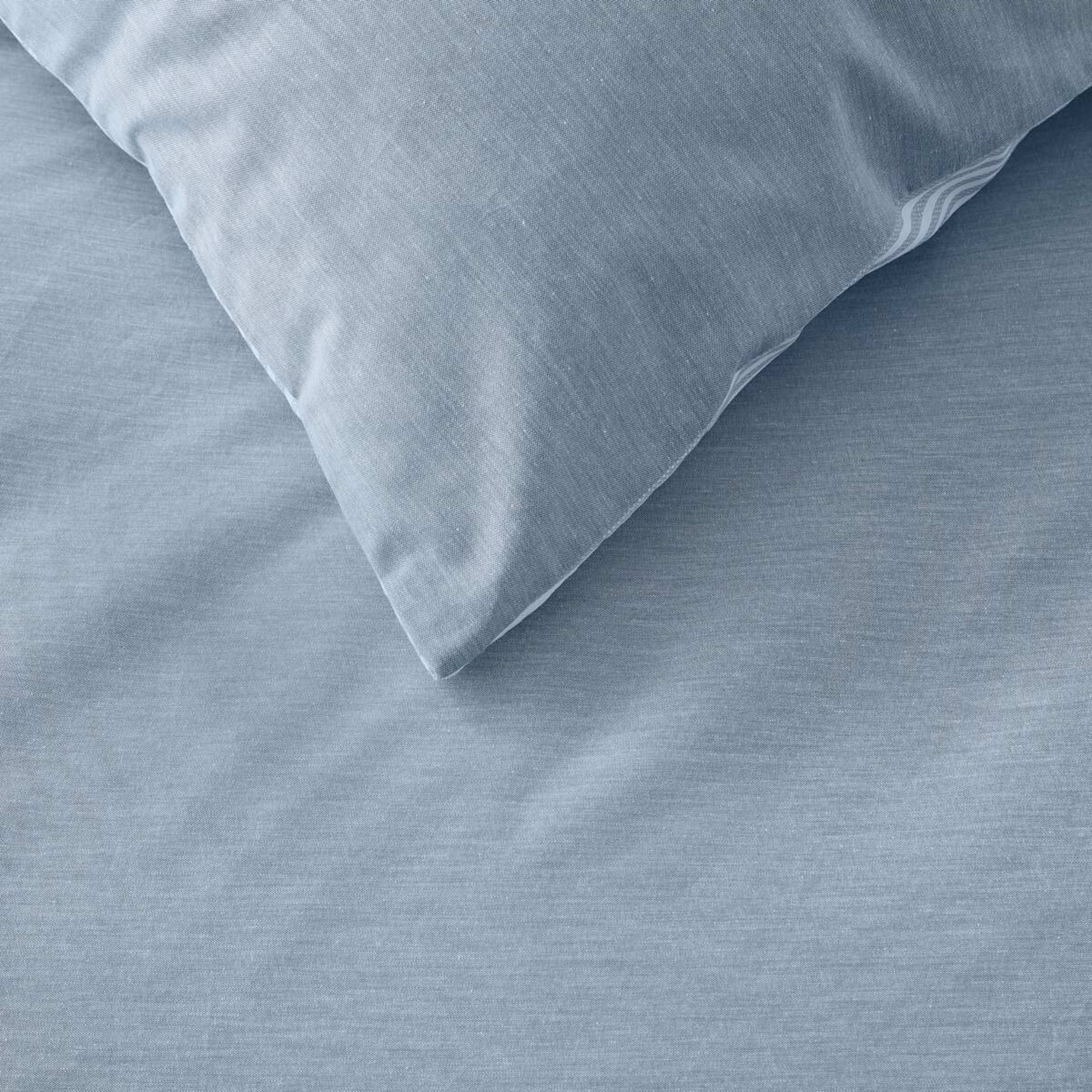 4 Chambray Cotton Rich Reversible Quilt Cover Set - Double Bed, Blue, 4 of 7