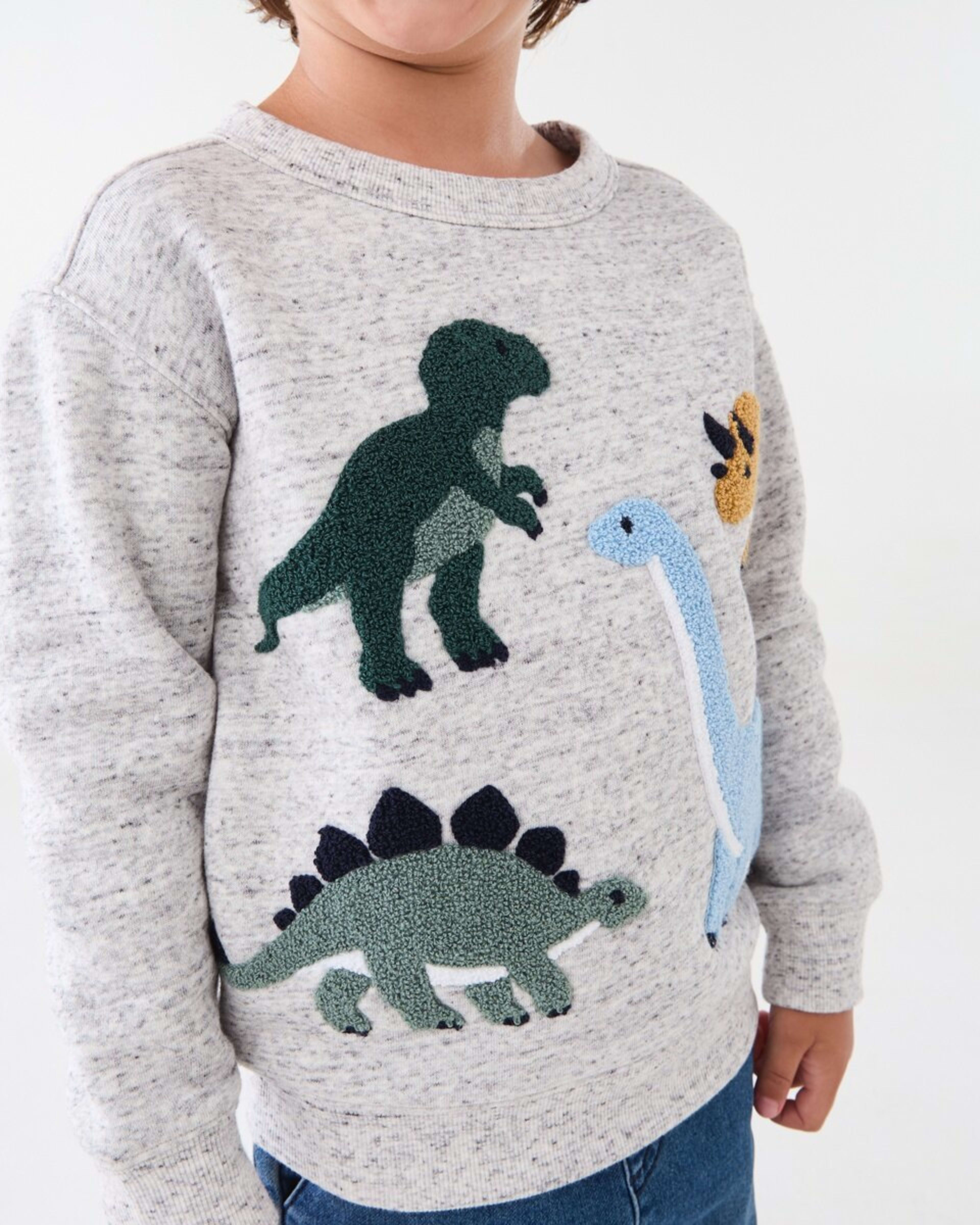 4 Boucle Crew Neck Sweatshirt Dino Boucle Grey Marle, 4 of 9