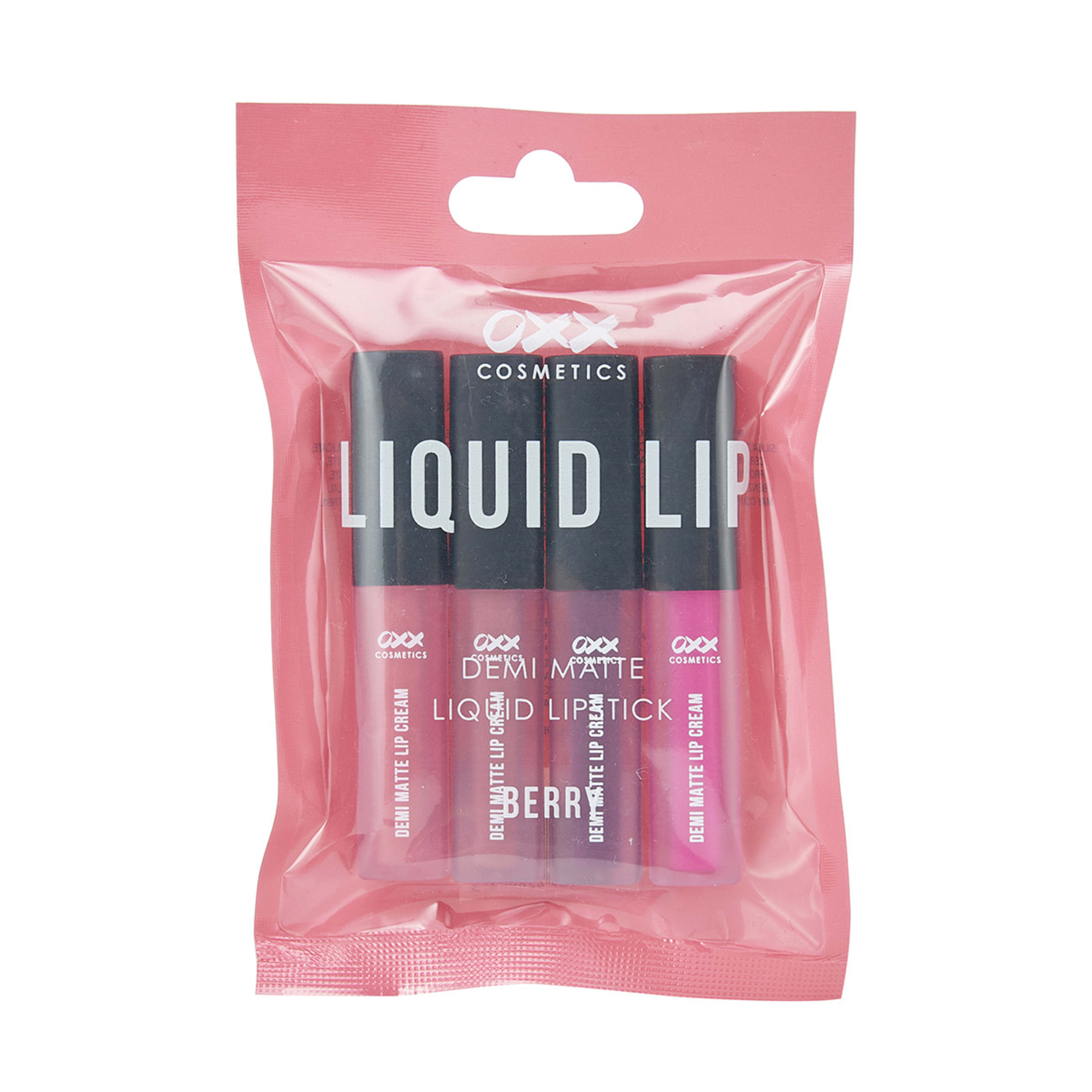 1 OXX Cosmetics 4 Piece Liquid Lip Demi Matte Liquid Lipstick - Berry