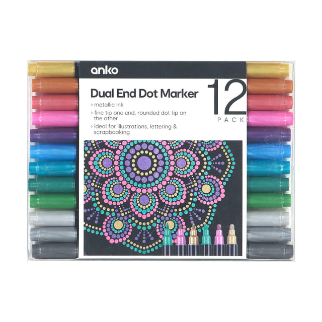 12 Pack Dual End Dot Markers Metallic Ink Kmart