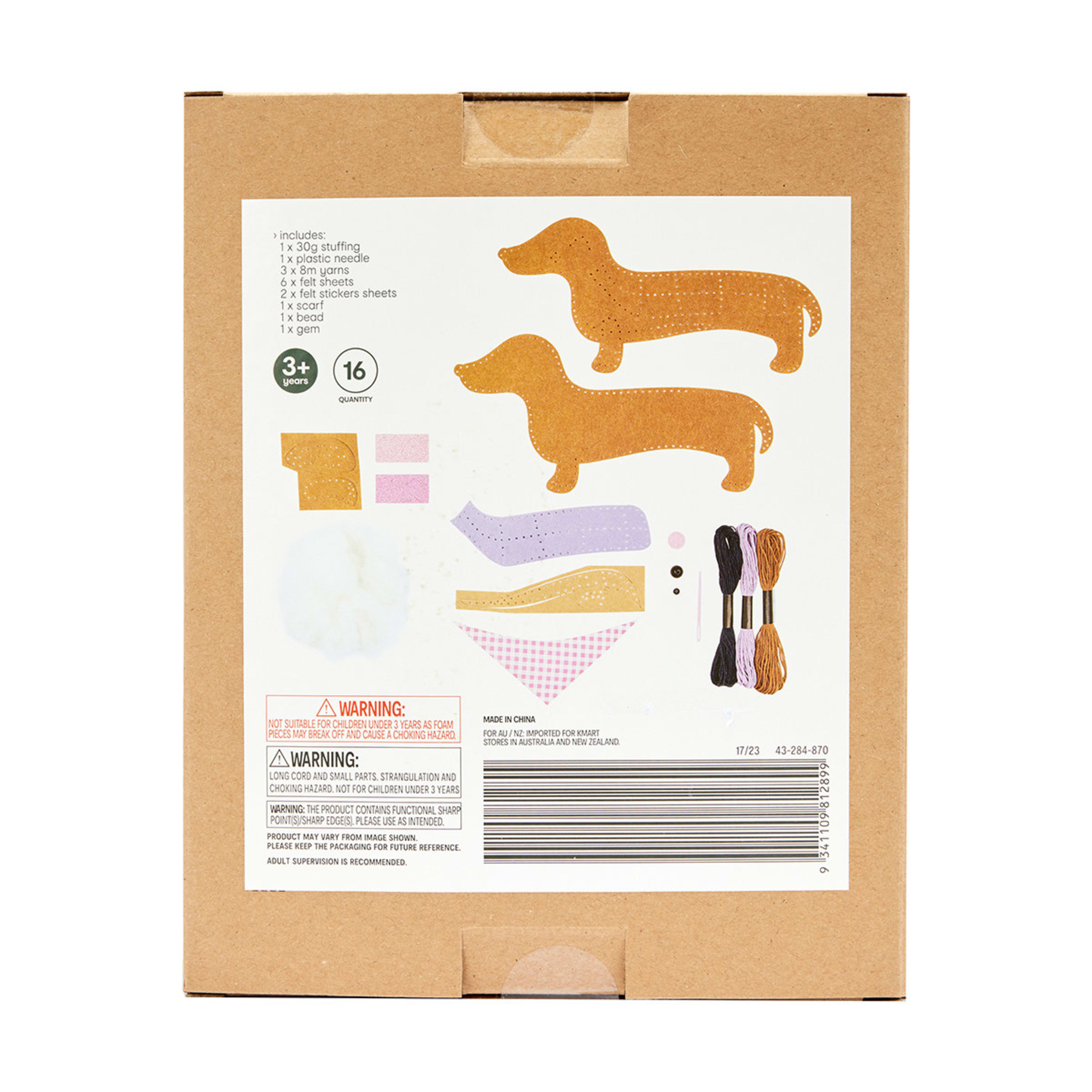 16 Piece Felt Sewing Kit Make Your Own Dog Kmart