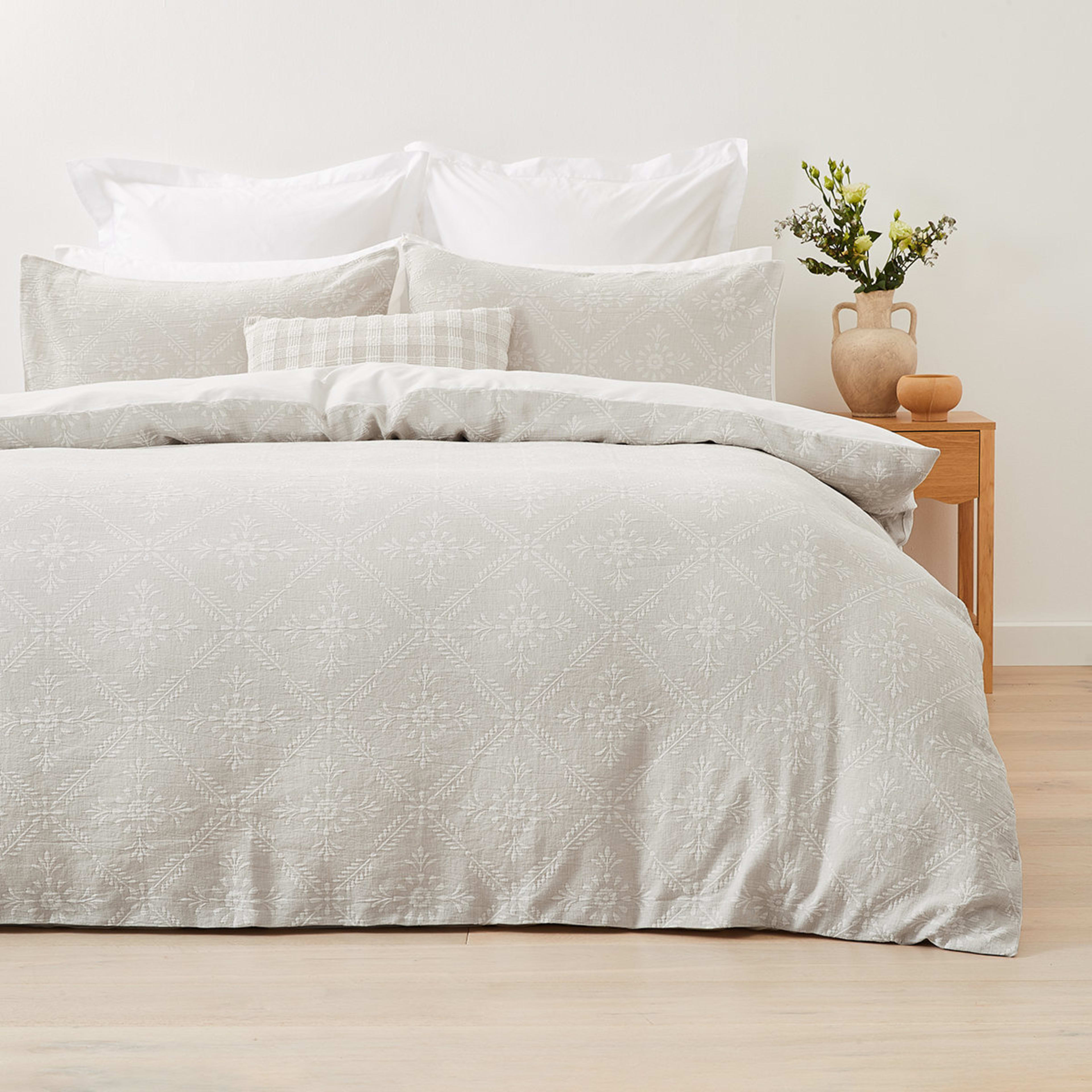 1 Sierra Cotton Quilt Cover Set - Double Bed, Beige, 1 of 6