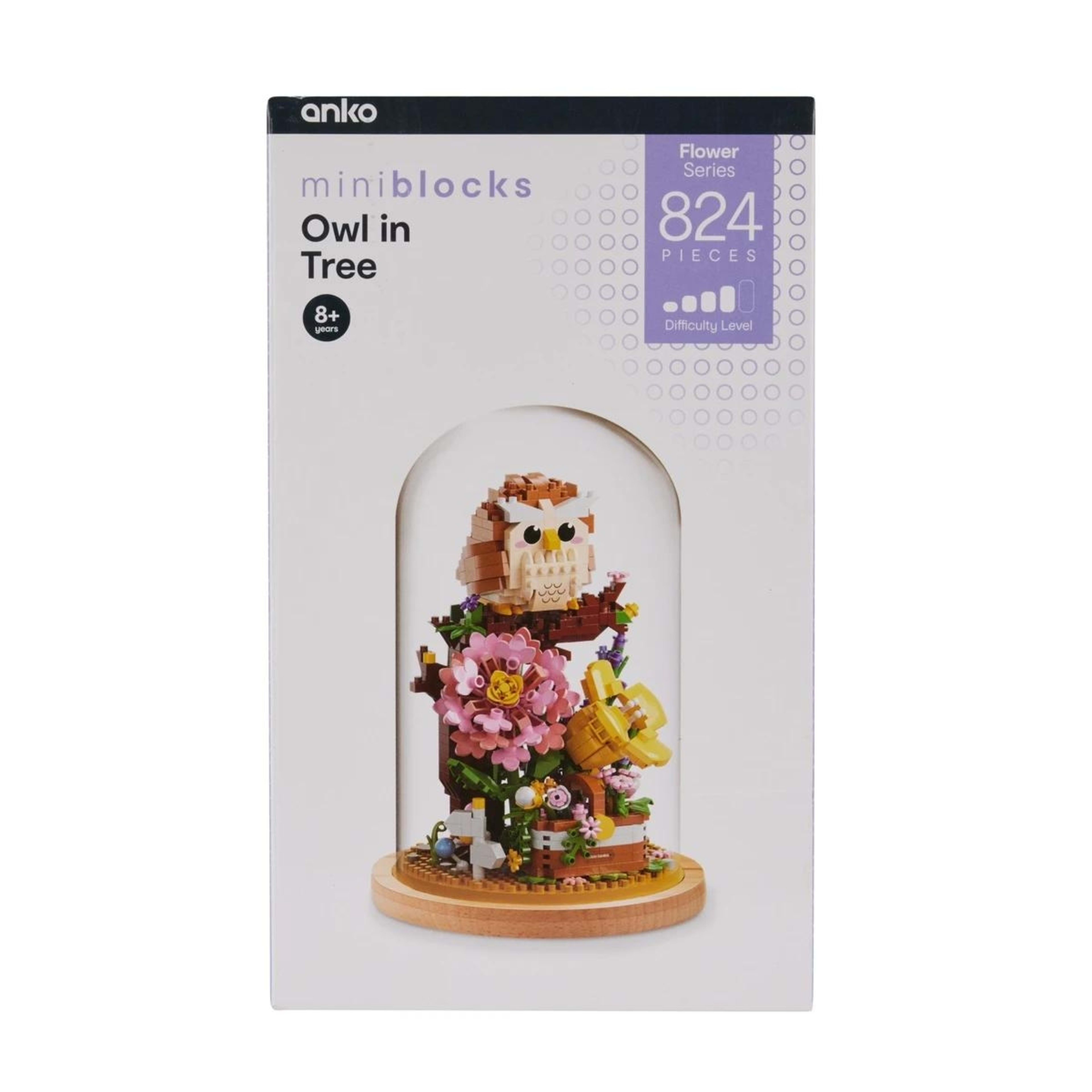 1 824 Piece Mini Blocks Flower Series: Owl in Tree, 1 of 5